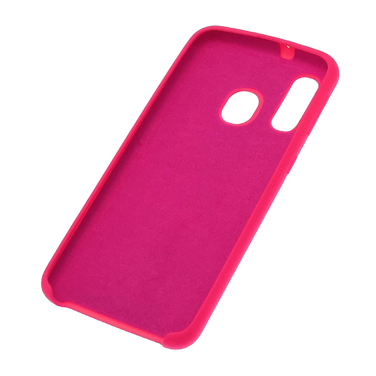 Чехол накладка Silicon Cover для SAMSUNG Galaxy A40 (SM-A405), силикон, бархат, цвет ярко розовый