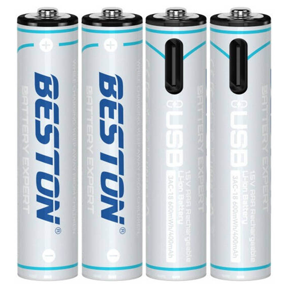 Аккумулятор с входом Type-C BESTON AAA, BL4, 660 mWh 1.5 V, кабель USB на 2 Type-C (Продажа комплектом)