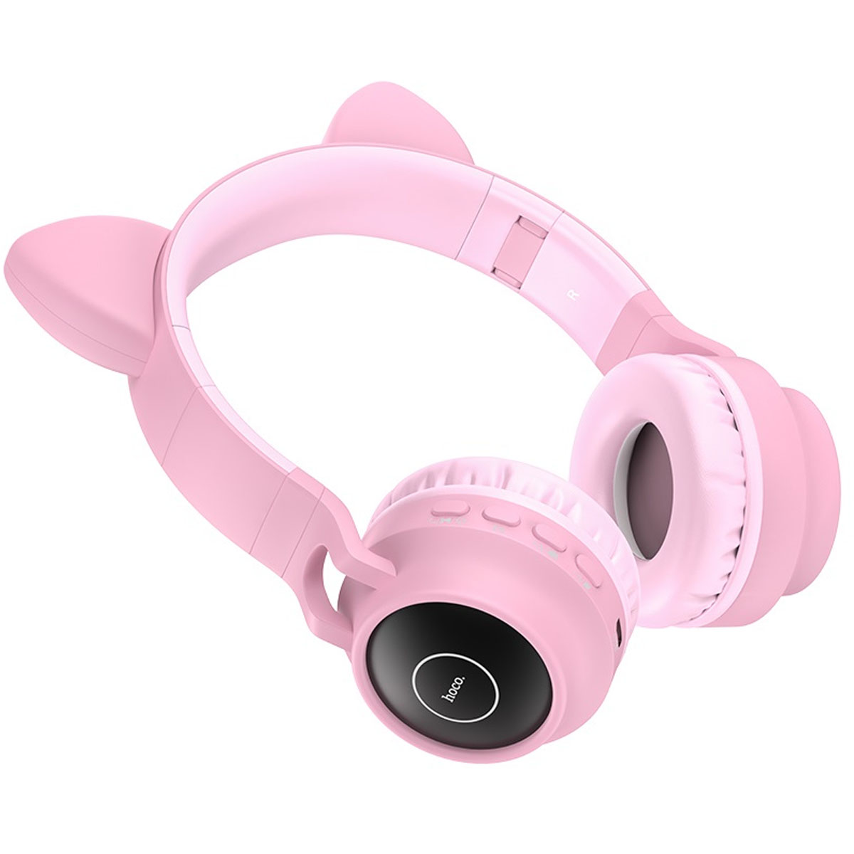 Гарнитура (наушники с микрофоном) беспроводная, полноразмерная, HOCO W27 CAT EAR, RGB подсветка, цвет розовый