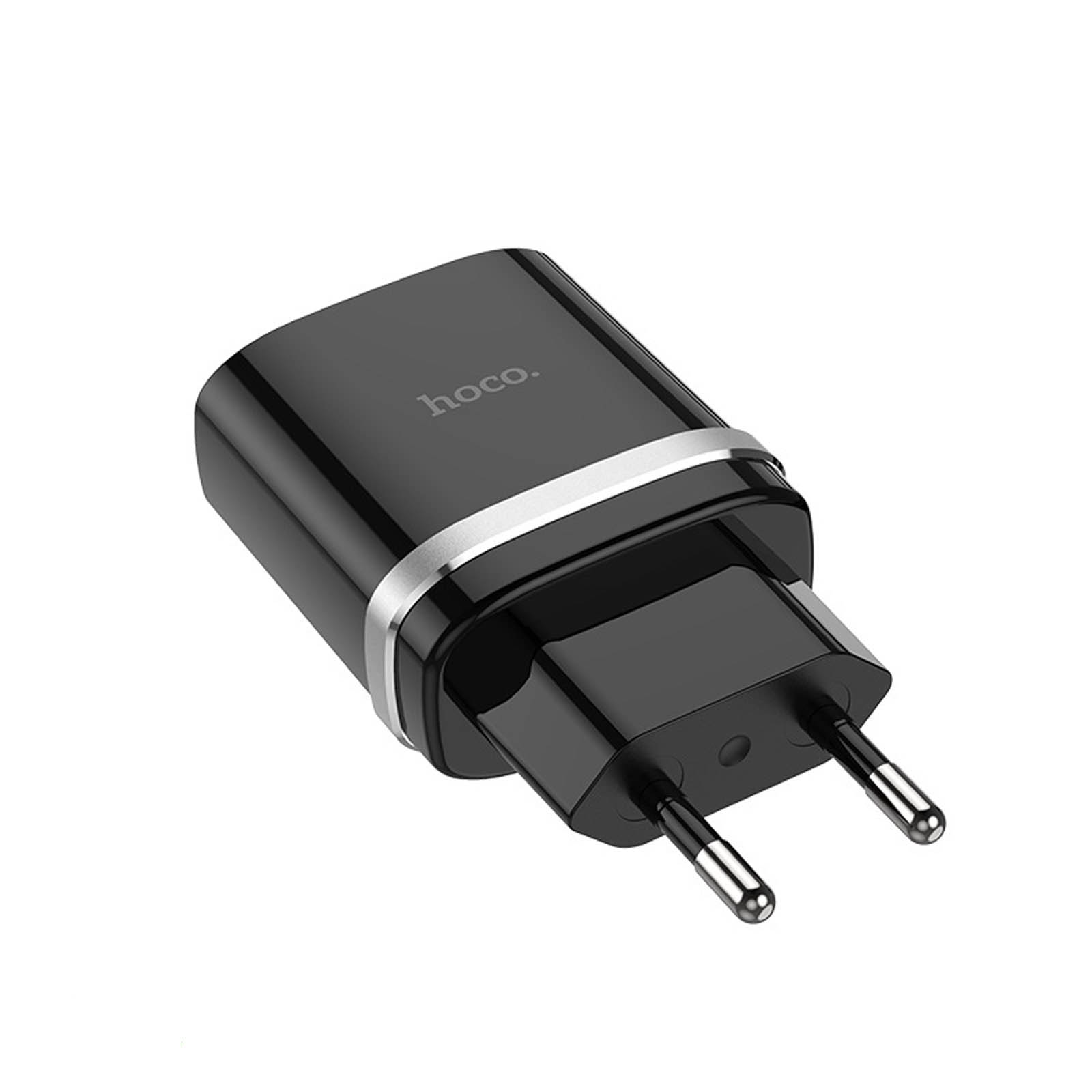 CЗУ (Сетевое зарядное устройство) HOCO C12Q Smart QC3.0, 1 USB, c кабелем Micro USB, цвет черный