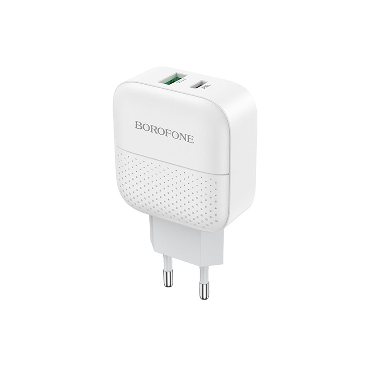 СЗУ (Сетевое зарядное устройство) BOROFONE BA46A Premium, 1 USB, 1 USB Type C, 18W, 3.0A, цвет белый
