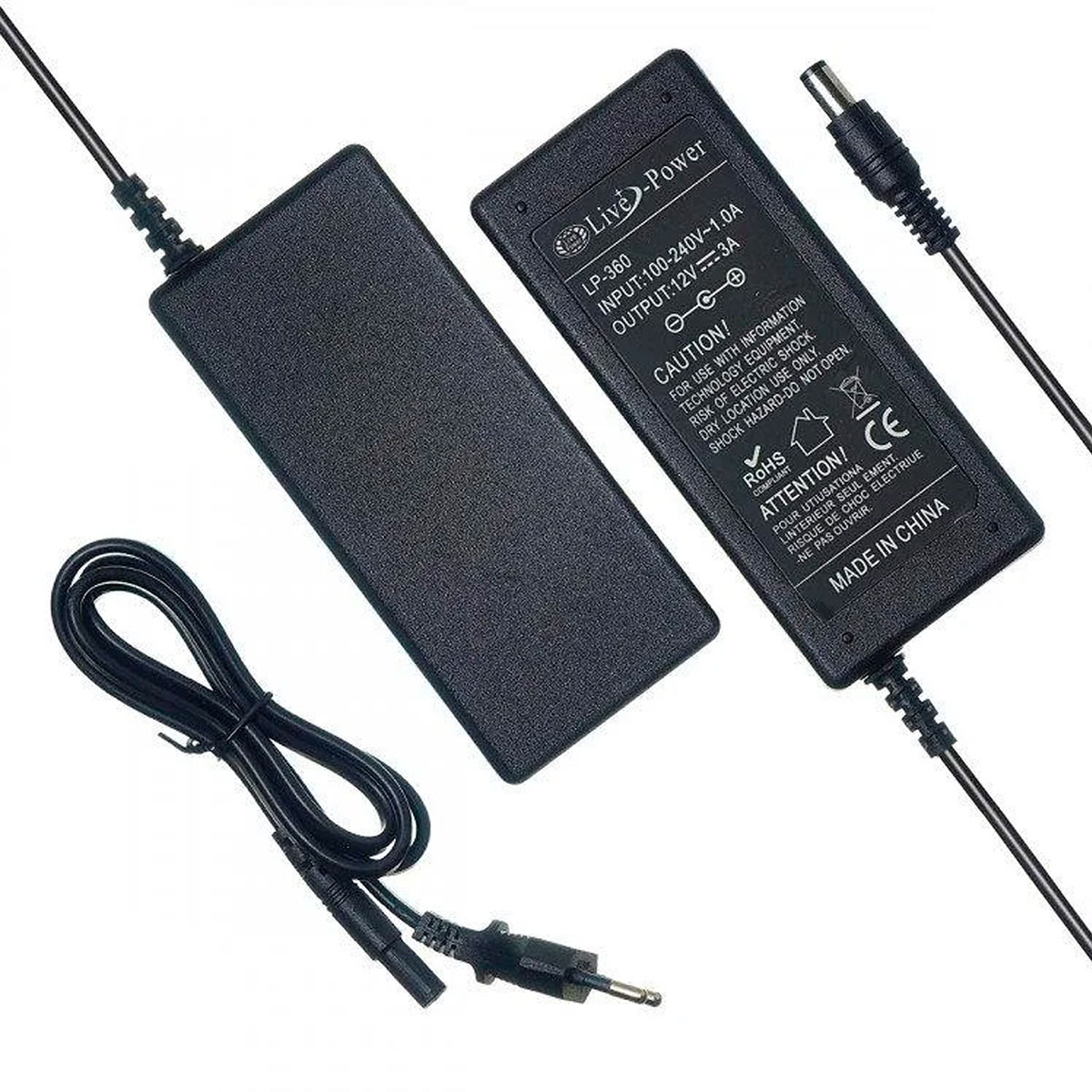 Блок питания универсальный Live-Power LP360, 12V-3A, штекер 5.5 на 2.5 мм, цвет черный