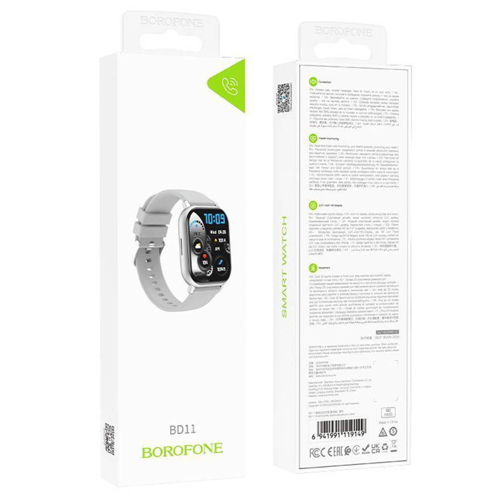 Смарт часы BOROFONE BD11 smart sports watch (call version), цвет серебристый