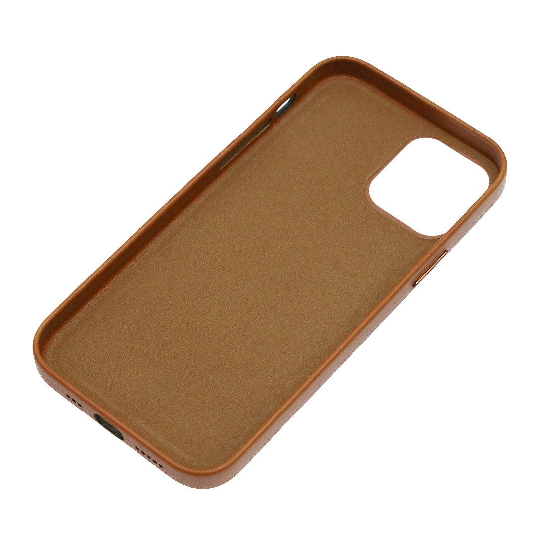 Чехол накладка Leather Case для APPLE iPhone 12, силикон, бархат, экокожа, цвет коричневый