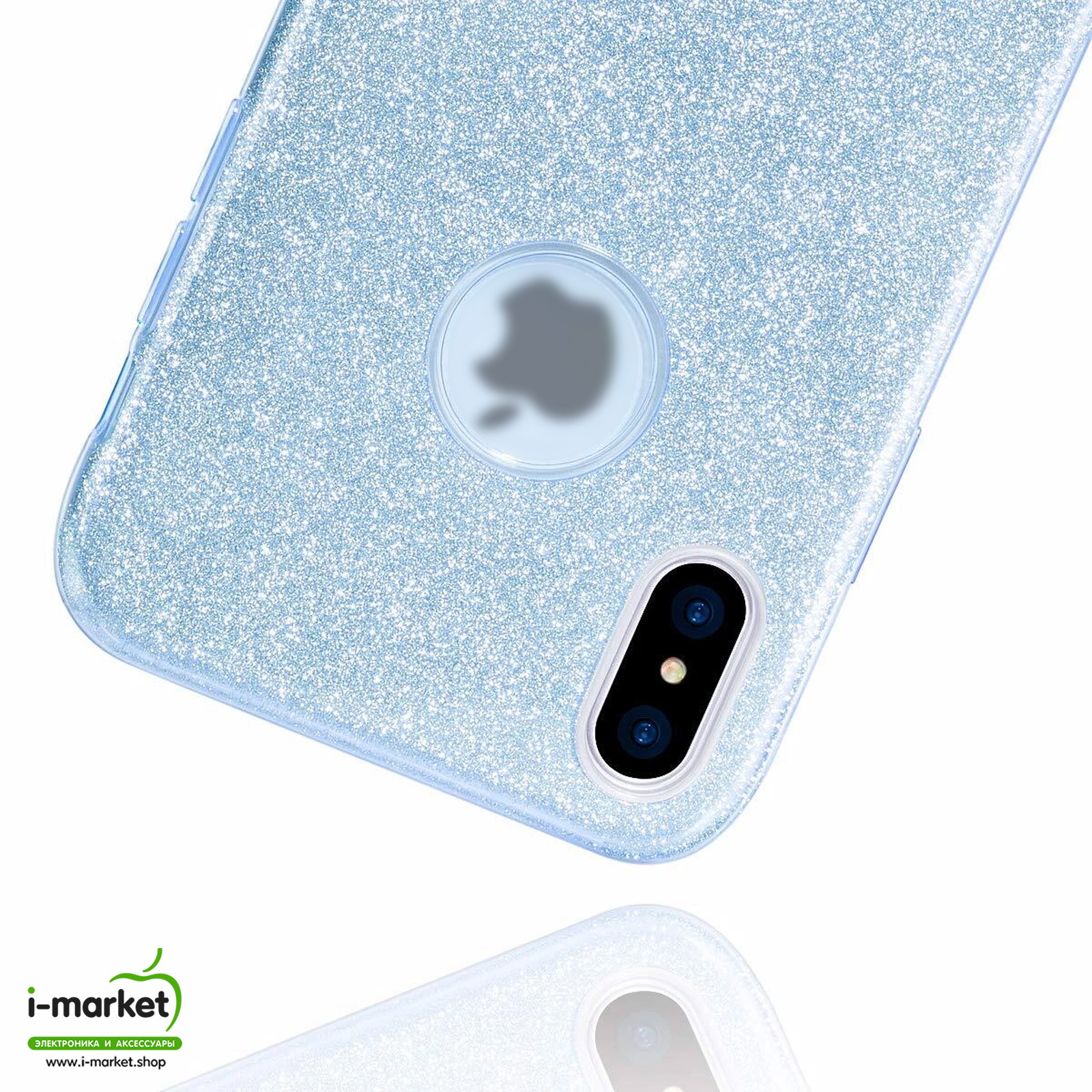 Чехол накладка Shine для APPLE iPhone XR, силикон, блестки, цвет голубой