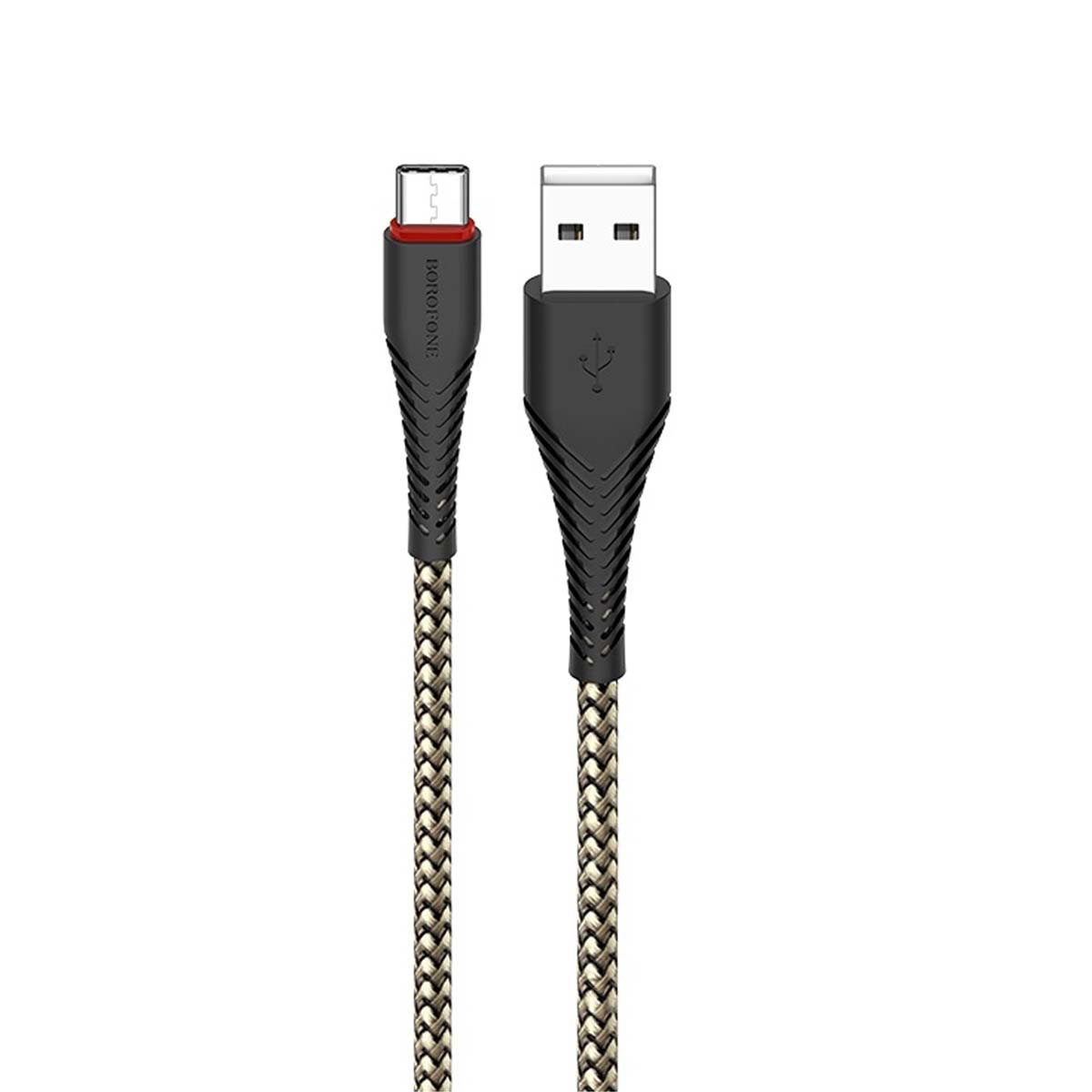 Кабель BOROFONE BX25 Powerful USB Type C, 3.0А, длина 1 метр, силикон, нейлоновое армирование, цвет черный