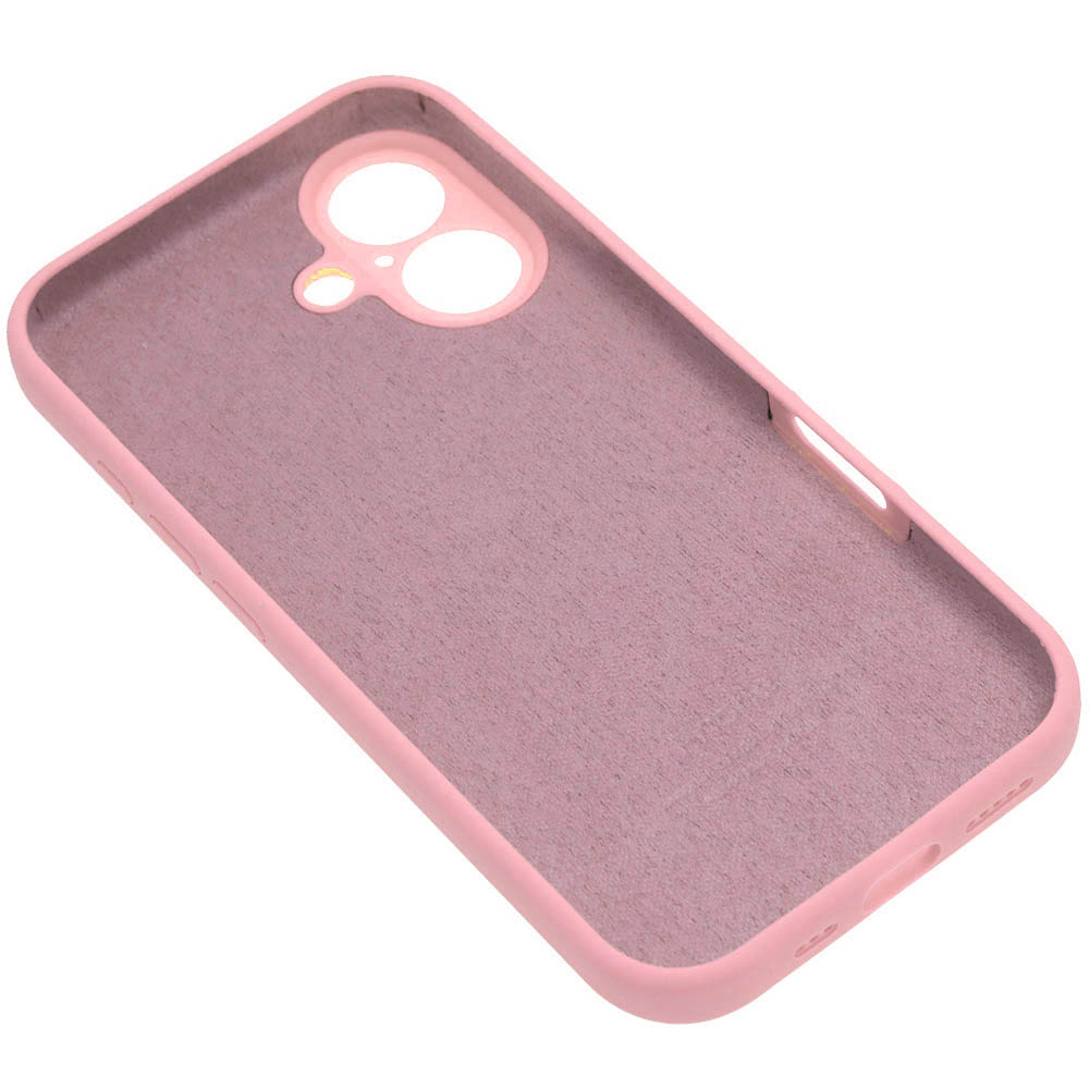 Чехол накладка Silicone Case для APPLE iPhone 16, защита камеры, силикон, бархат, цвет розовый