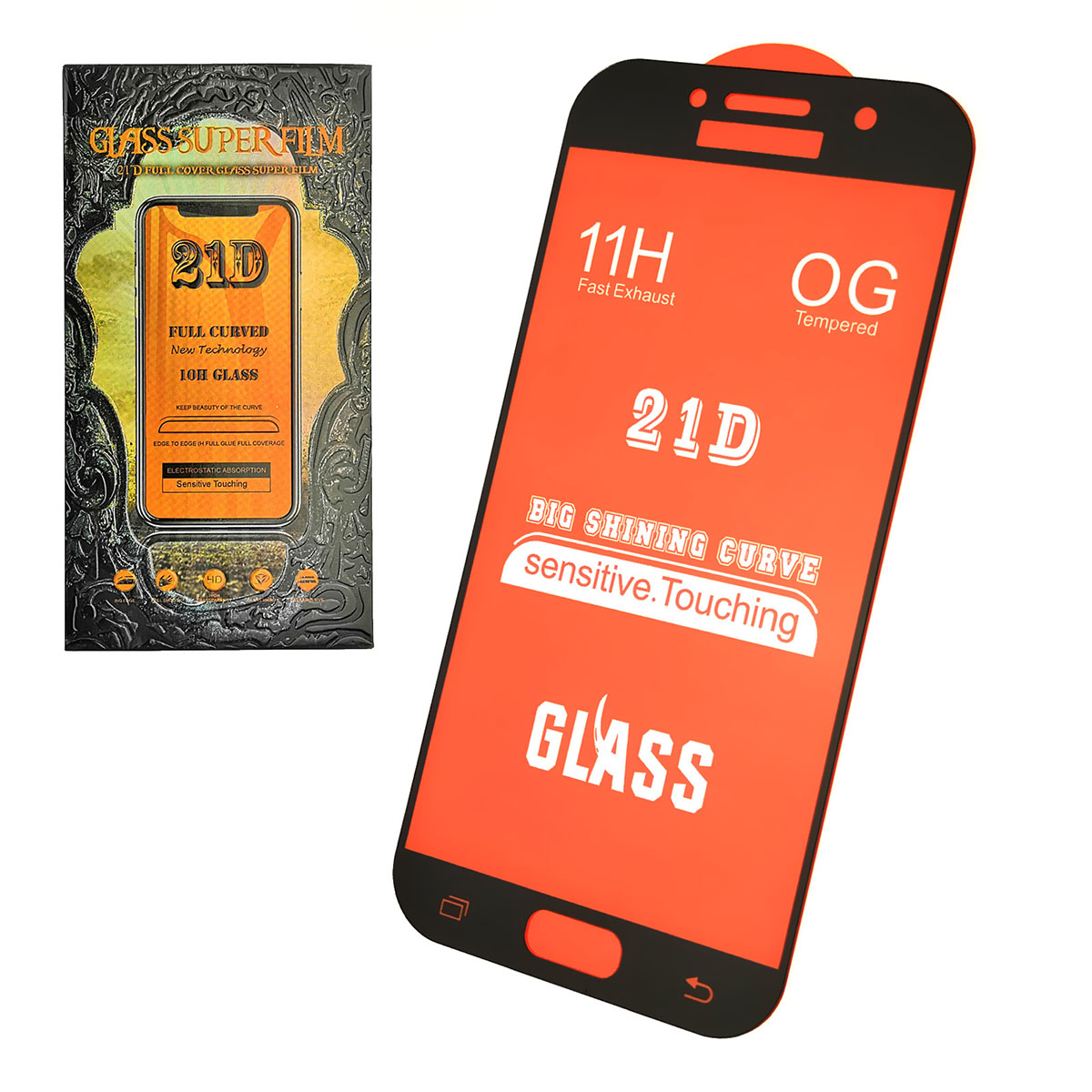 Защитное стекло 21D для SAMSUNG Galaxy A5 2017 (SM-A520), цвет окантовки черный