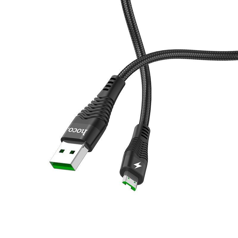 HOCO U53 4A Flash кабель для зарядки и передачи данных USB на Micro-USB 1.2м поддержка быстрой зарядки ток 4А широкая совместимость, цвет черный.