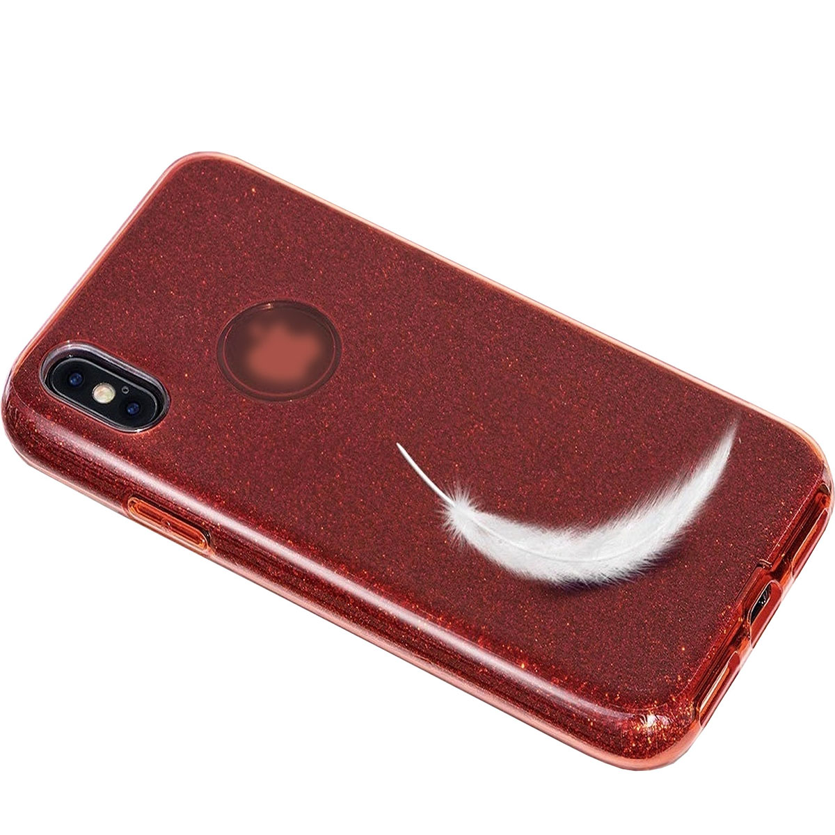 Чехол накладка Shine для APPLE iPhone XS MAX, силикон, блестки, цвет красный