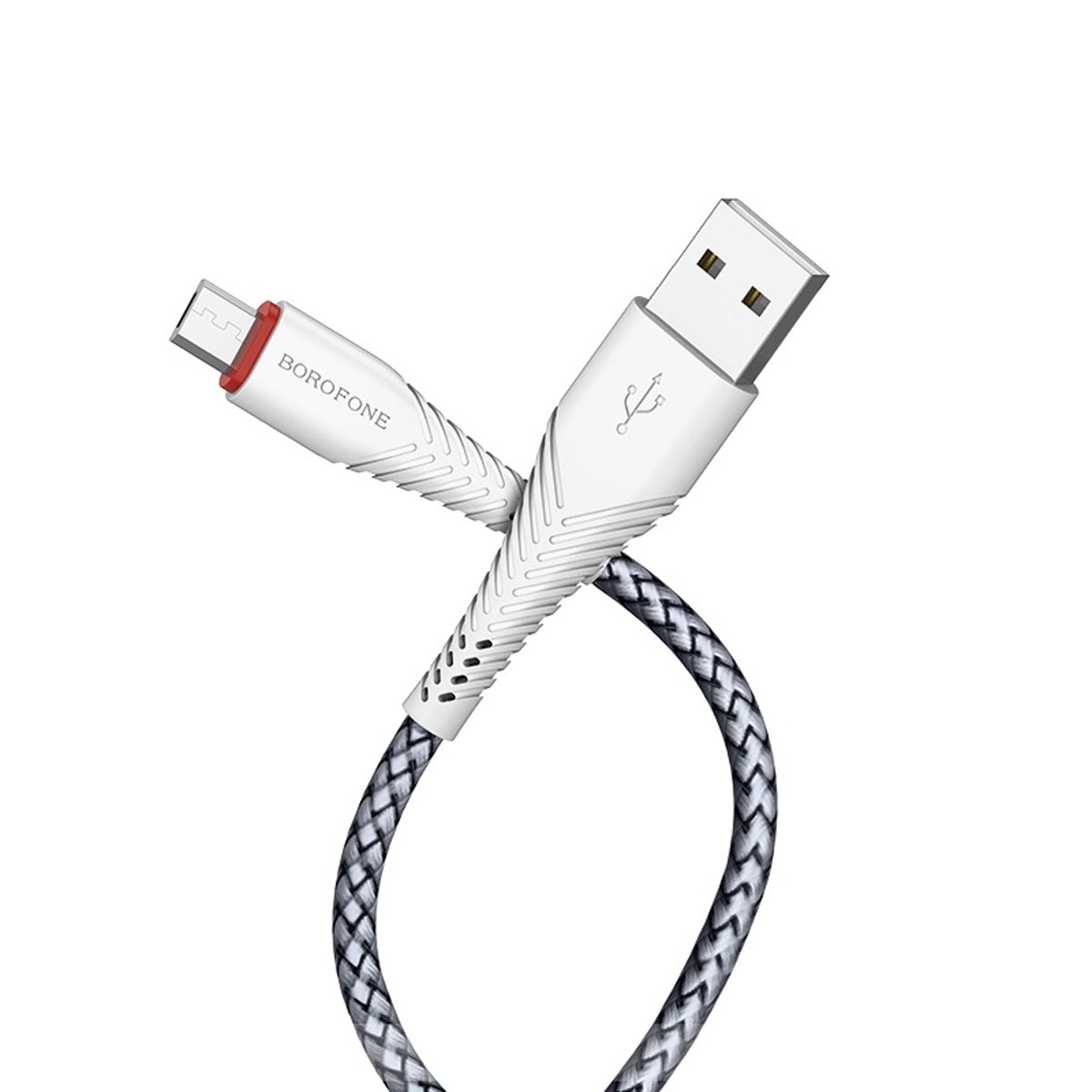 Кабель BOROFONE BX25 Powerful Micro USB, 2.4A, длина 1 метр, силикон, нейлоновое армирование, цвет белый