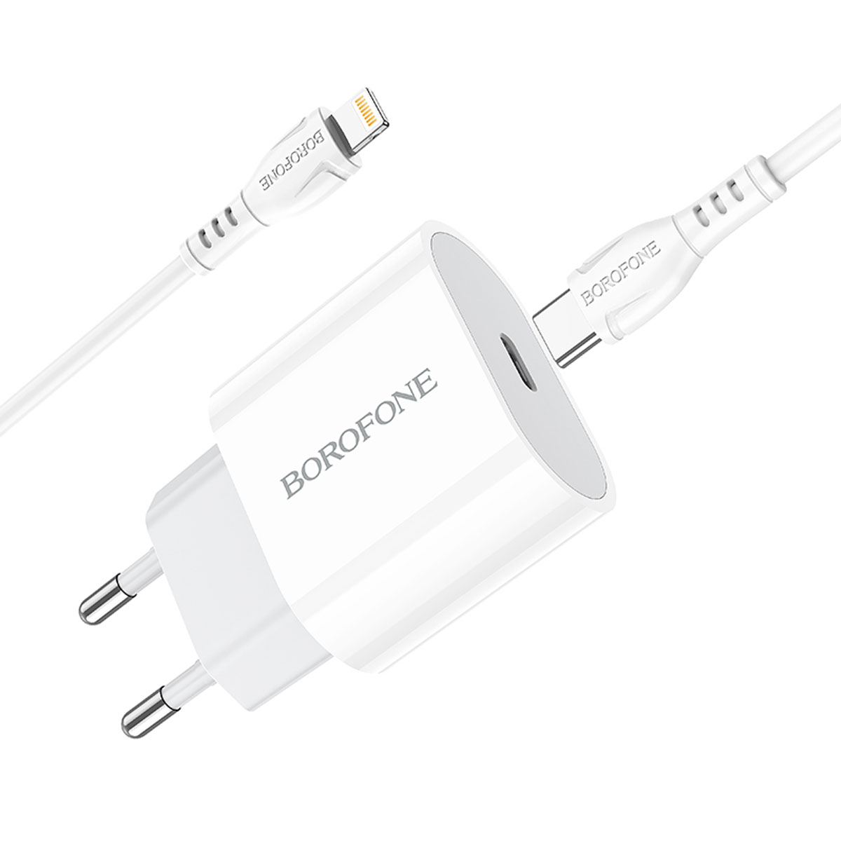СЗУ (Сетевое зарядное устройство) BOROFONE BA61A Origin c кабелем USB Type C на Lightning 8 pin, 10.5W, длина 1 метр, цвет белый