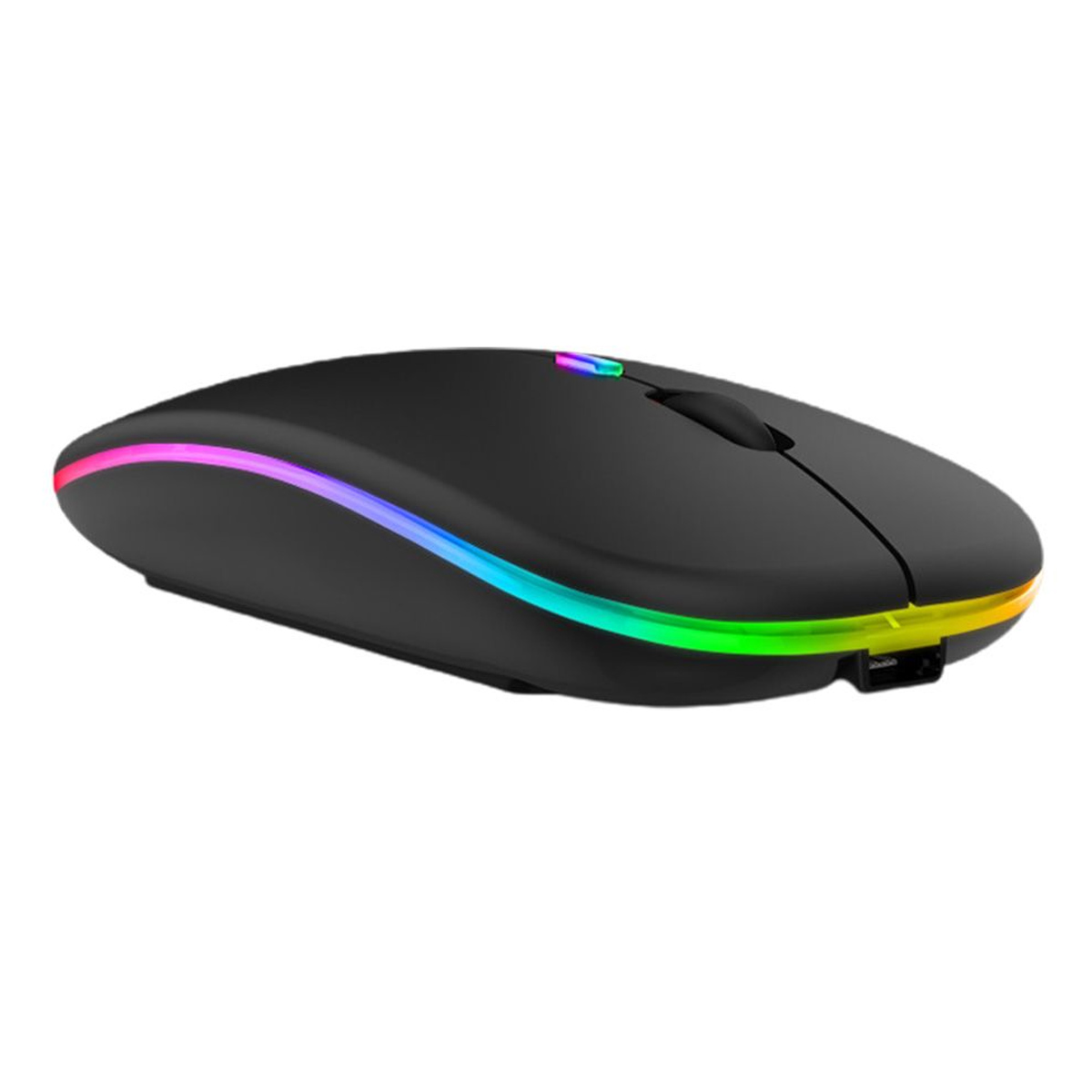 Мышь беспроводная аккумуляторная Wireless Mouse DUAL-MODE MOUSE, Bluetooth, радиоканал, RGB подсветка, 1600 DPI, цвет черный Мышь беспроводная аккумуляторная Wireless Mouse DUAL-MODE MOUSE, Bluetooth, радиоканал, RGB подсветка, 1600 DPI, цвет черный