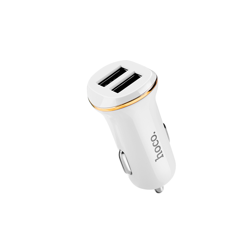 HOCO Z1 АЗУ (автомобильное зарядное устройство) 2 USB порта + Дата-кабель APPLE Lightning 8-pin 1 метр, белого цвета.