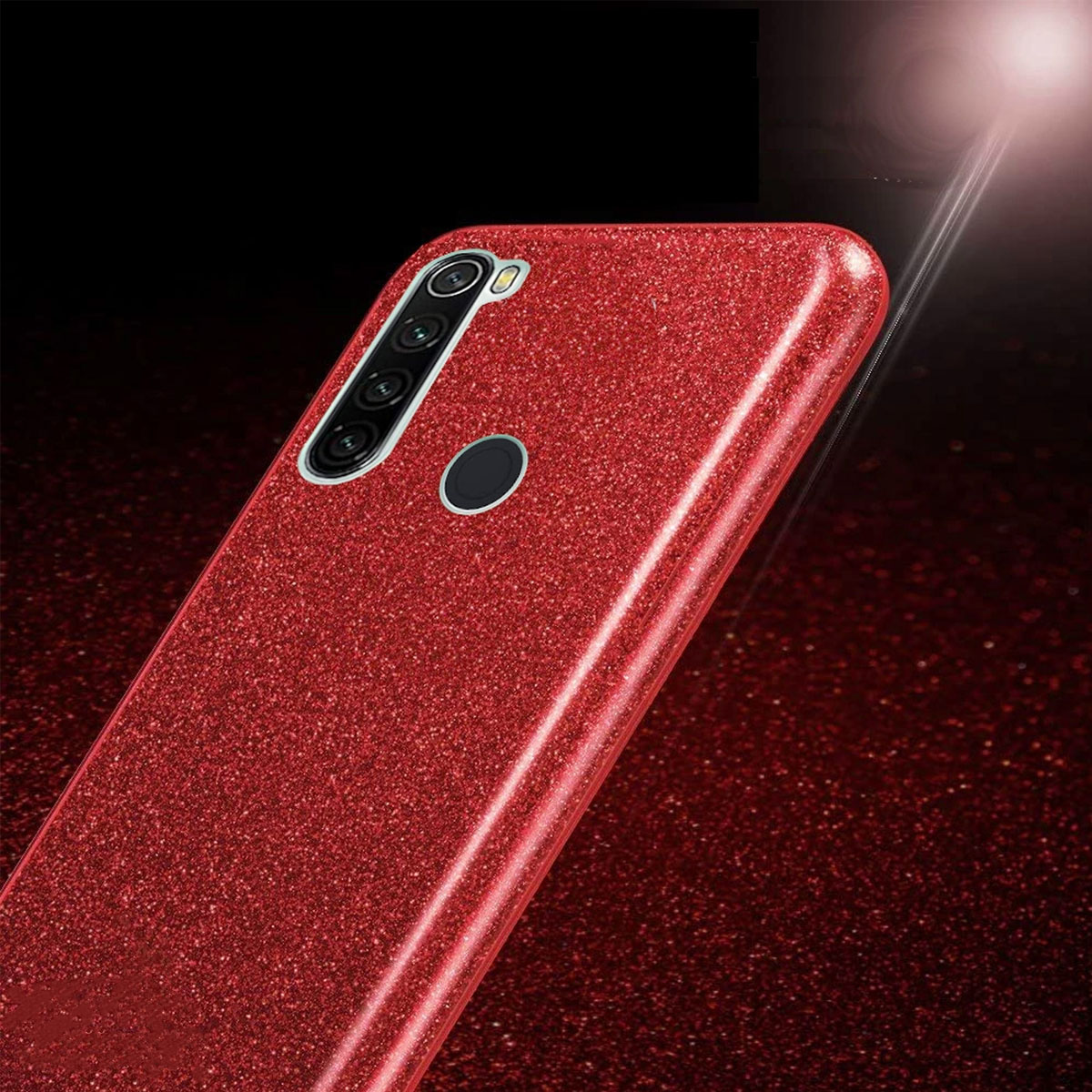 Чехол накладка Shine для XIAOMI Redmi Note 8T, силикон, блестки, цвет красный