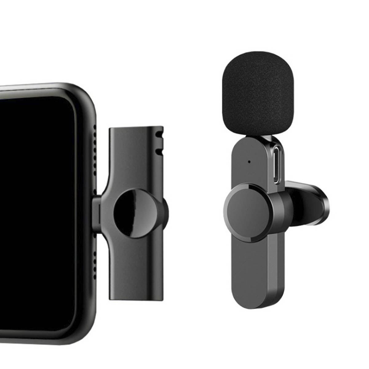 Беспроводной петличный микрофон для телефона, приемник с выходом Lightning 8 pin, цвет черный