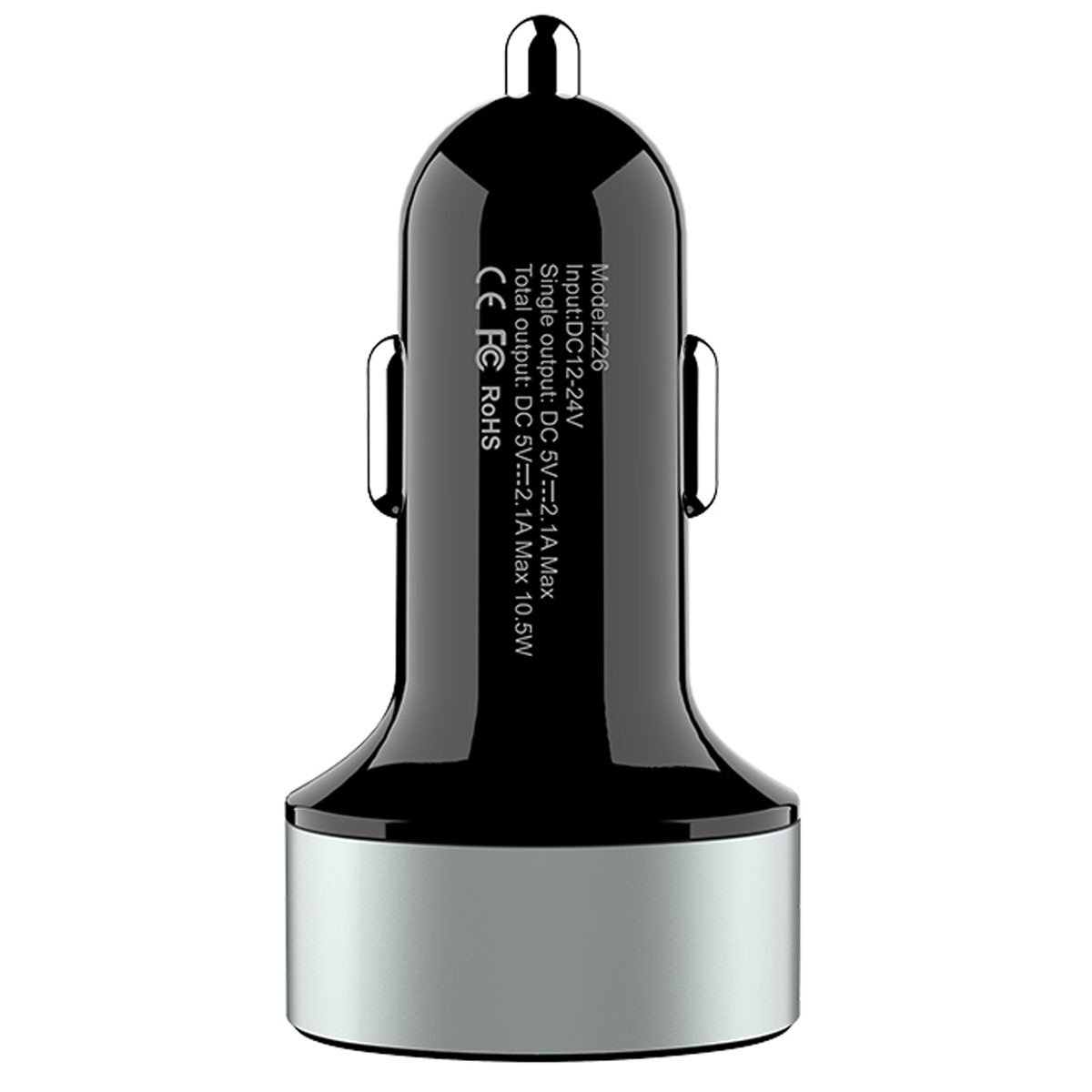 АЗУ (Автомобильное зарядное устройство) HOCO Z26 High Praise, 10.5W, 2.1A, 2 USB, цвет черный