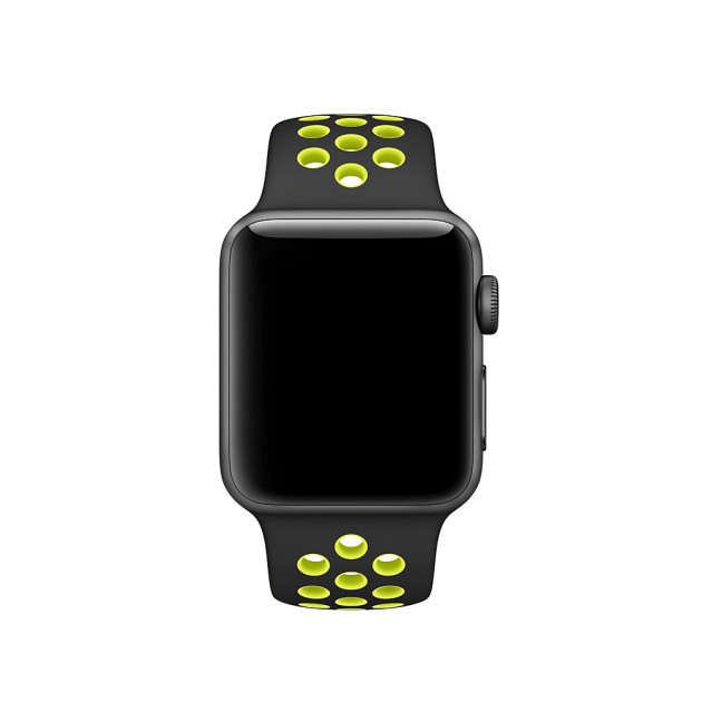 Ремешок для Apple Watch спортивный "Nike", размер 38 mm, цвет чёрный - зеленый.
