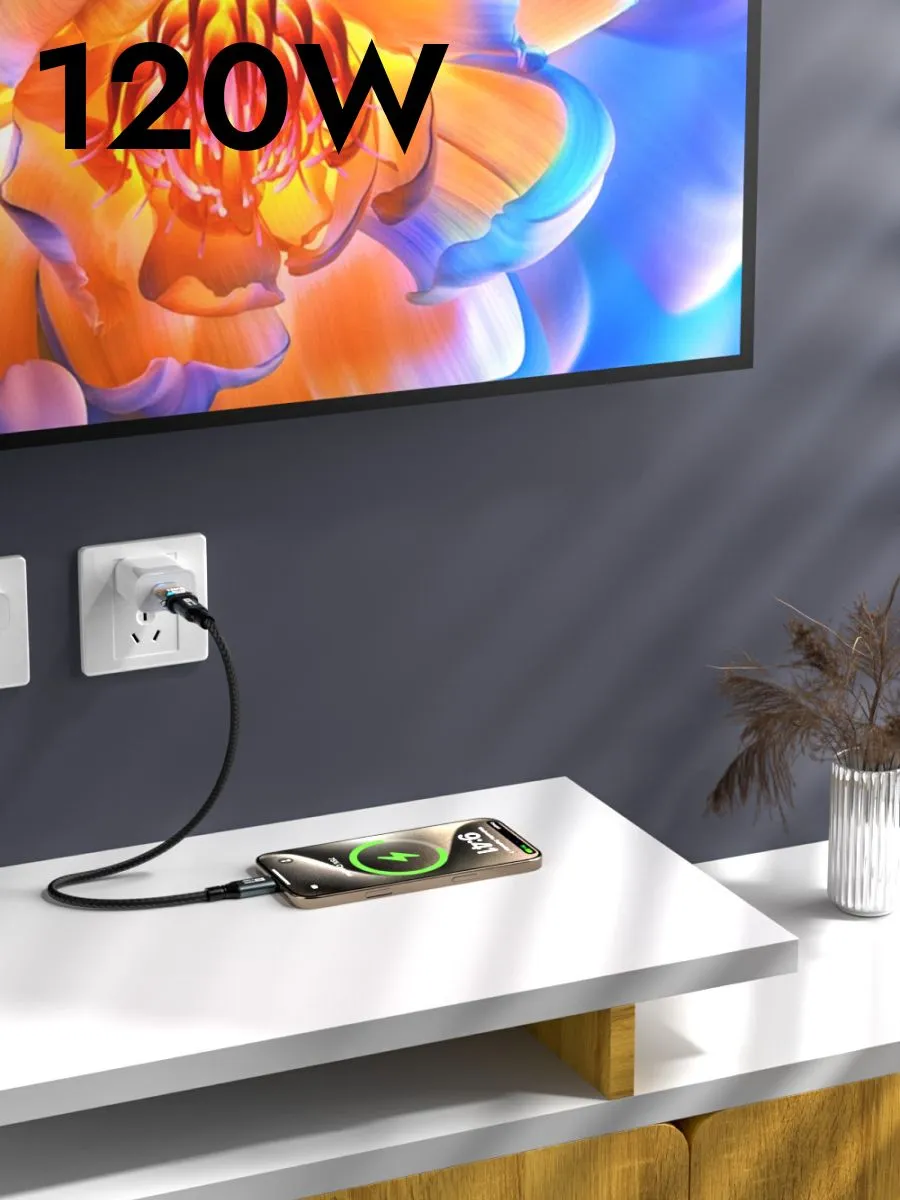OTG переходник, адаптер 120W (10Gbps) с USB (папа) на Type-C (мама), быстрая зарядка, цвет черный