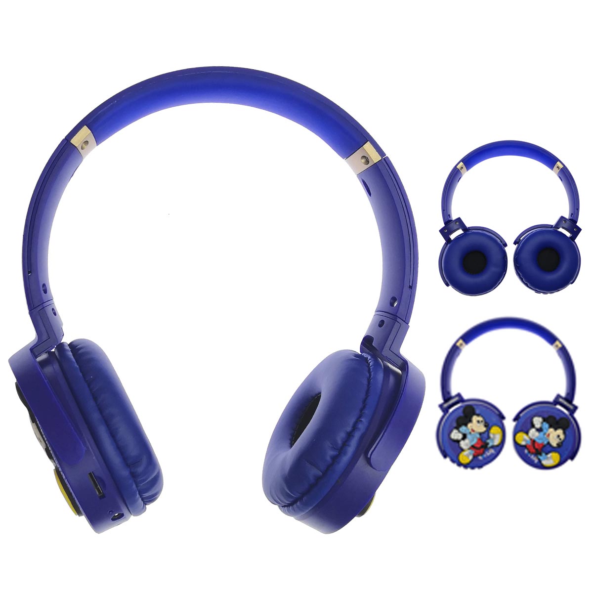 Гарнитура (наушники с микрофоном) беспроводная KR-6000, полноразмерная, рисунок Mickey Mouse, цвет синий