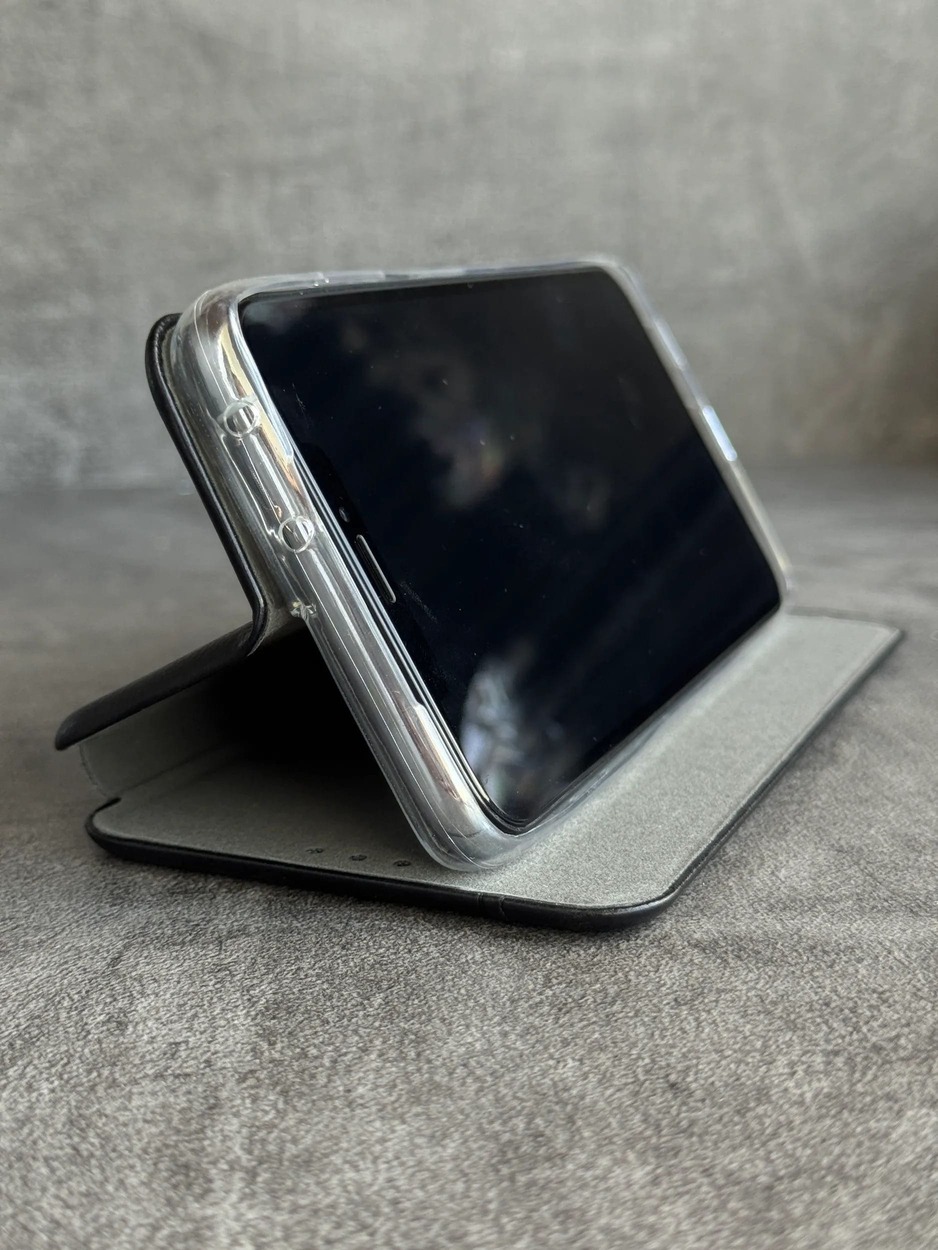 Чехол книжка STR для SAMSUNG S21 Ultra (SM-G998), экокожа, сеточка на динамике, цвет черный