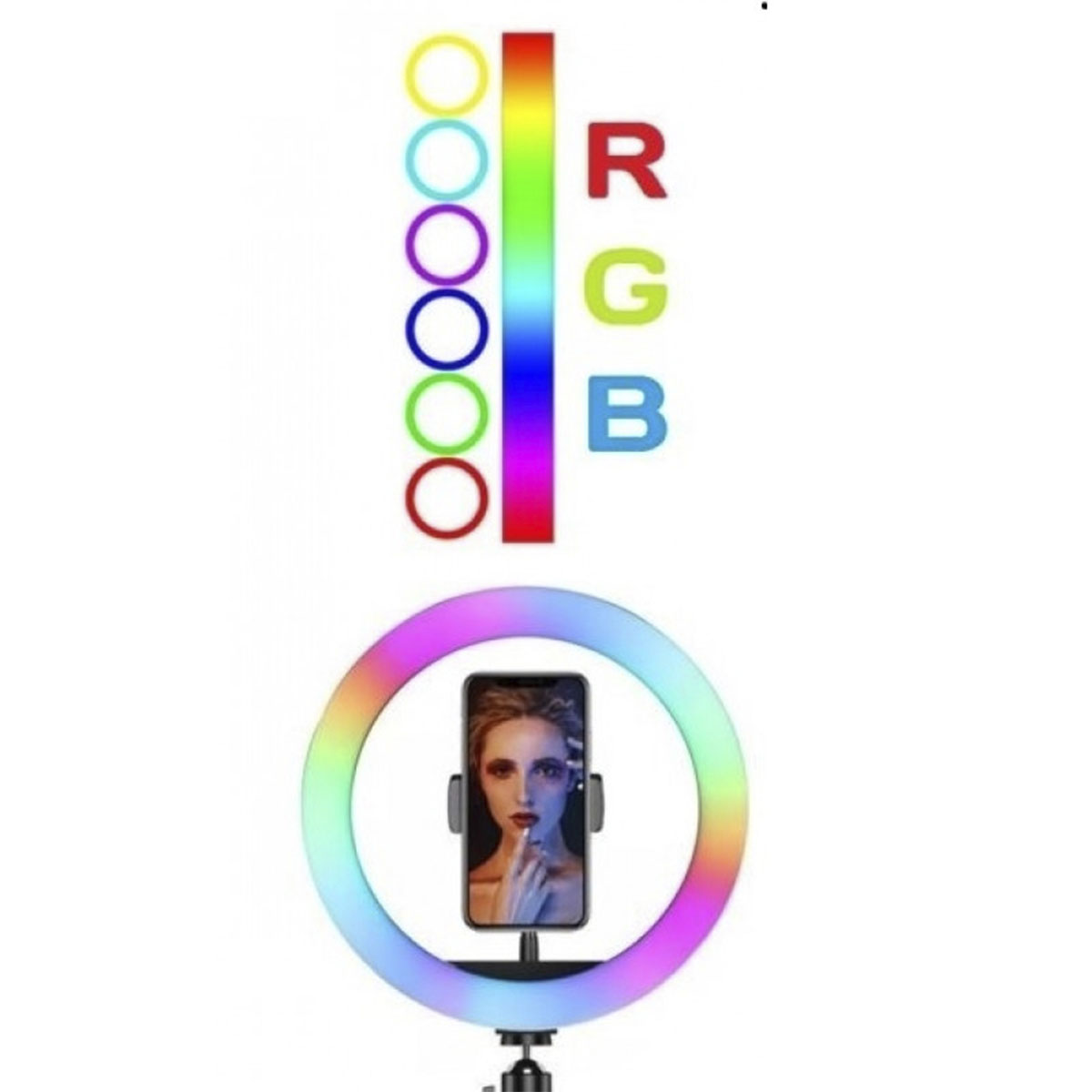 Кольцевая светодиодная RGB лампа без штатива MJ26, 26 см, 25 Вт, 15 цветовых схем, 10 ступеней яркости