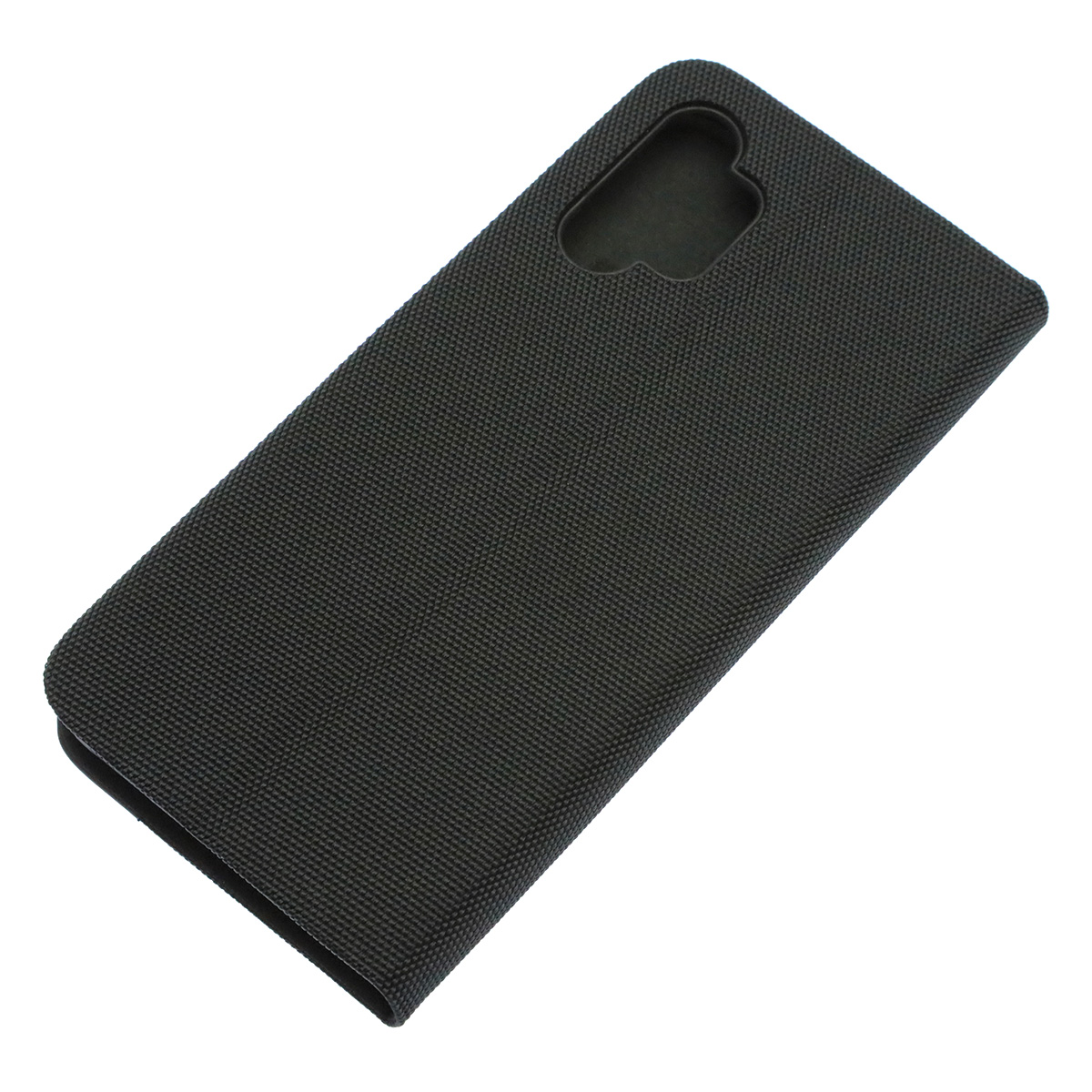 Чехол книжка MESH для SAMSUNG Galaxy A13 4G, текстиль, силикон, бархат, визитница, цвет черный