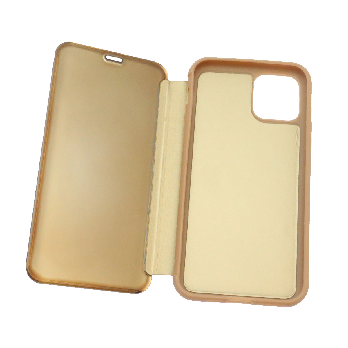 Чехол книжка для APPLE iPhone 11 Pro, крышка зеркало, цвет золотистый