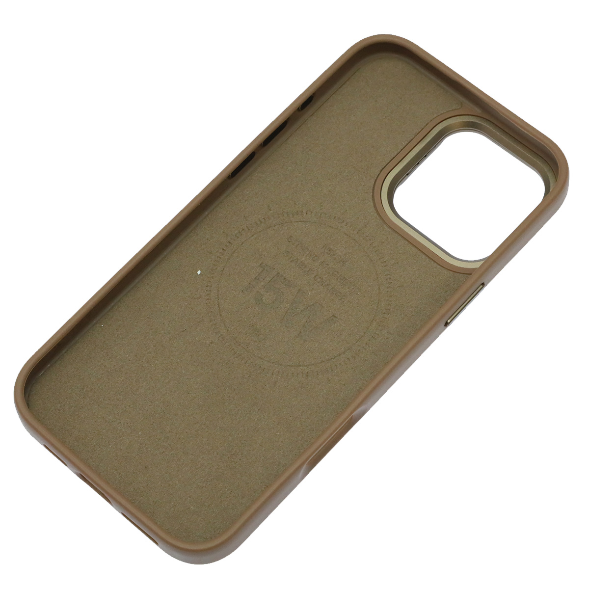 Чехол накладка Modern Stylish с поддержкой MagSafe для APPLE iPhone 16 Pro Max, защита камеры, подставка, экокожа, бархат, цвет золотистый