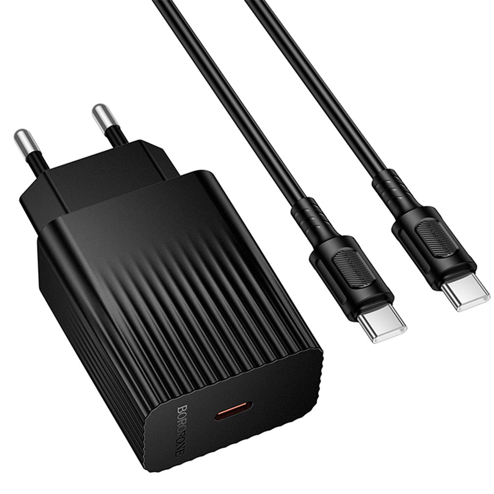 СЗУ (Сетевое зарядное устройство) BOROFONE BAS75A c кабелем USB Type C на USB Type C, 30W, длина 1 метр, цвет черный