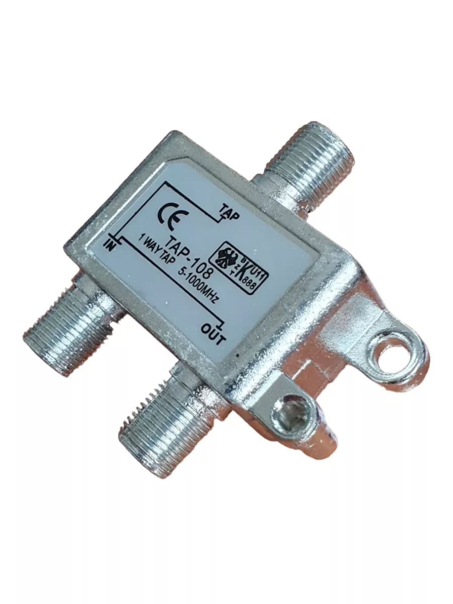 Антенный ответвитель (разветвитель) ТВ сигнала на 1 отвода 5-1000 MHz IN-TAP 8dB, затухание 8дБ