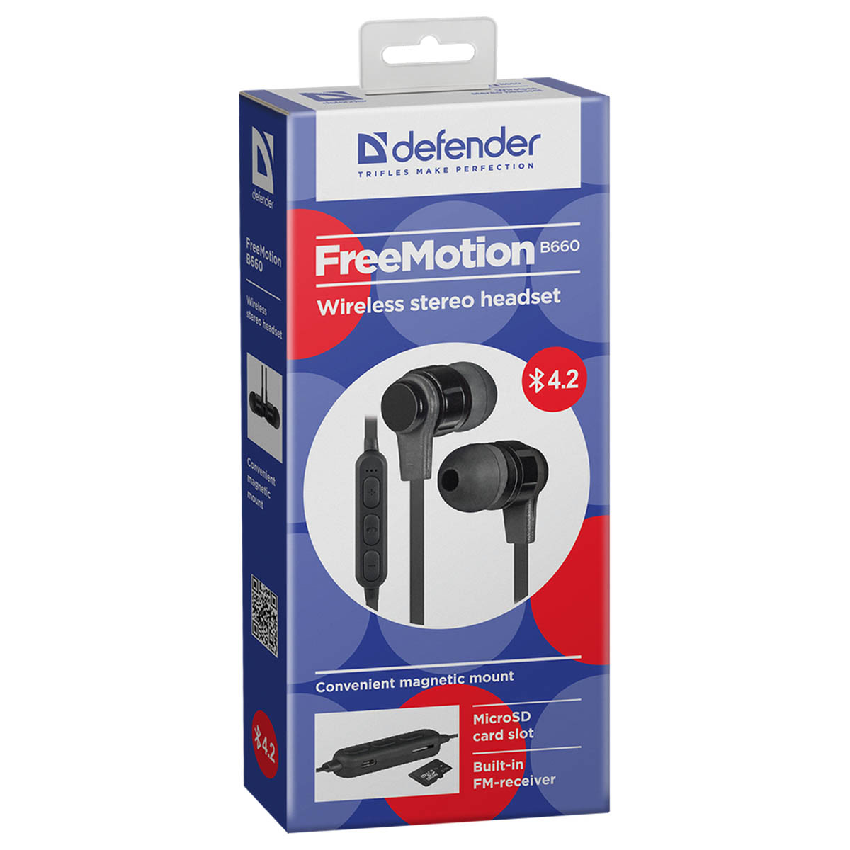 Гарнитура (наушники с микрофоном) беспроводная DEFENDER FreeMotion B660, Bluetooth, цвет черный