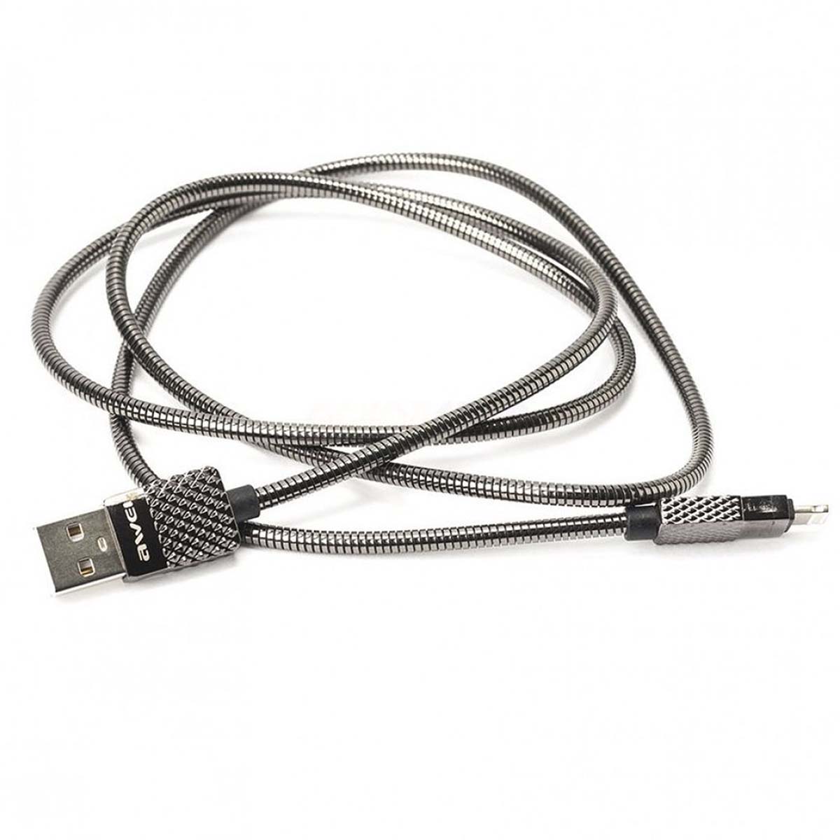 AWEI CL-87 METAL кабель APPLE Lightning 8-pin, 2.4A, длина 1 метр, цвет серый.
