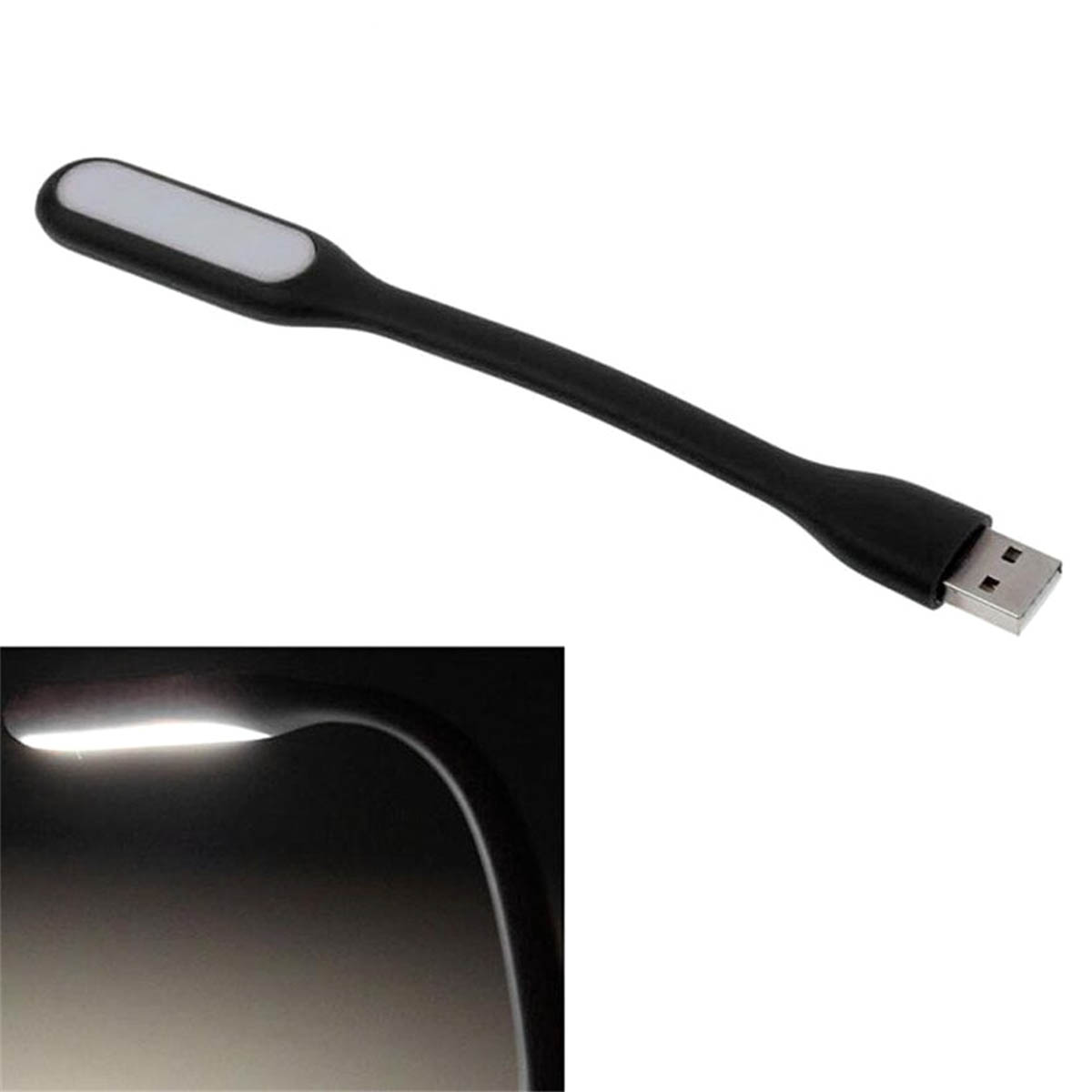 LED USB светильник, 6 диодов, длина 16.5 см, цвет черный