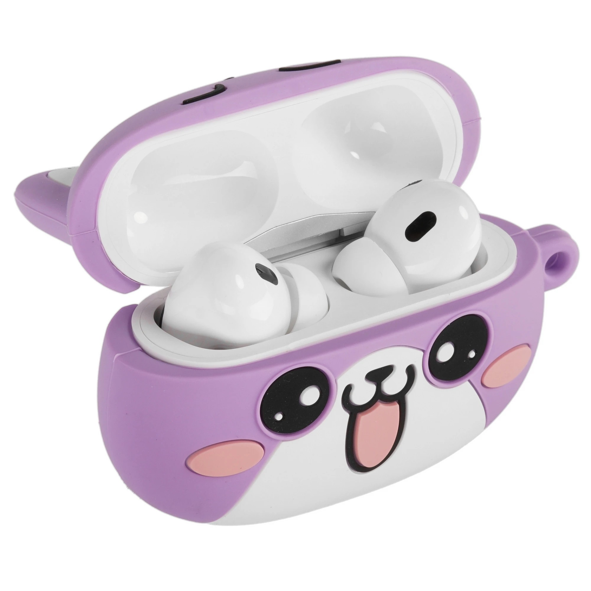 Гарнитура (наушники с микрофоном) беспроводная TWS HEADSET, HOCO EW48 Purple Cat, с силиконовым футляром сиреневый кот