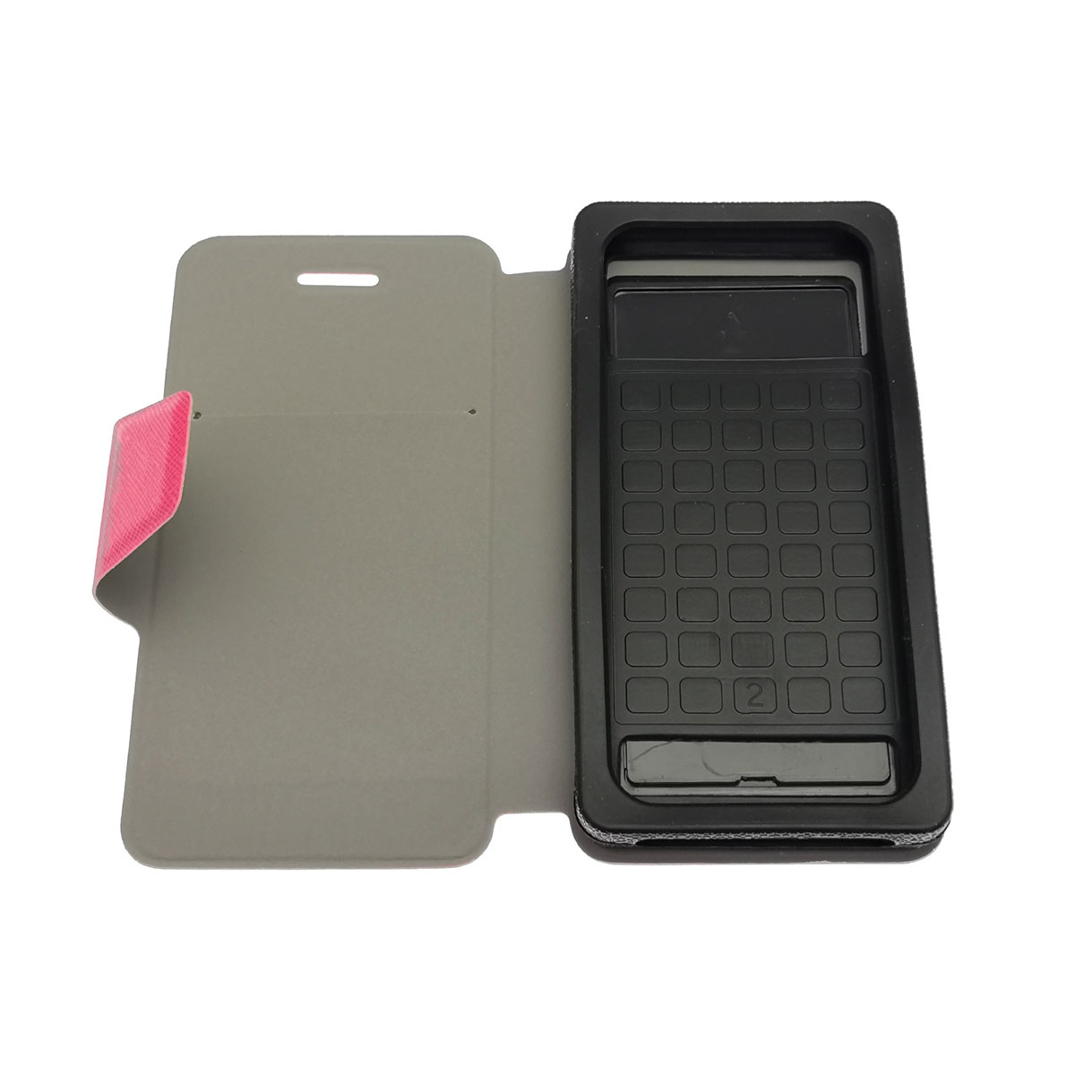Чехол книжка универсальная для смартфонов размером 4.3- 4.5, экокожа, магнит, визитница, цвет розовый.