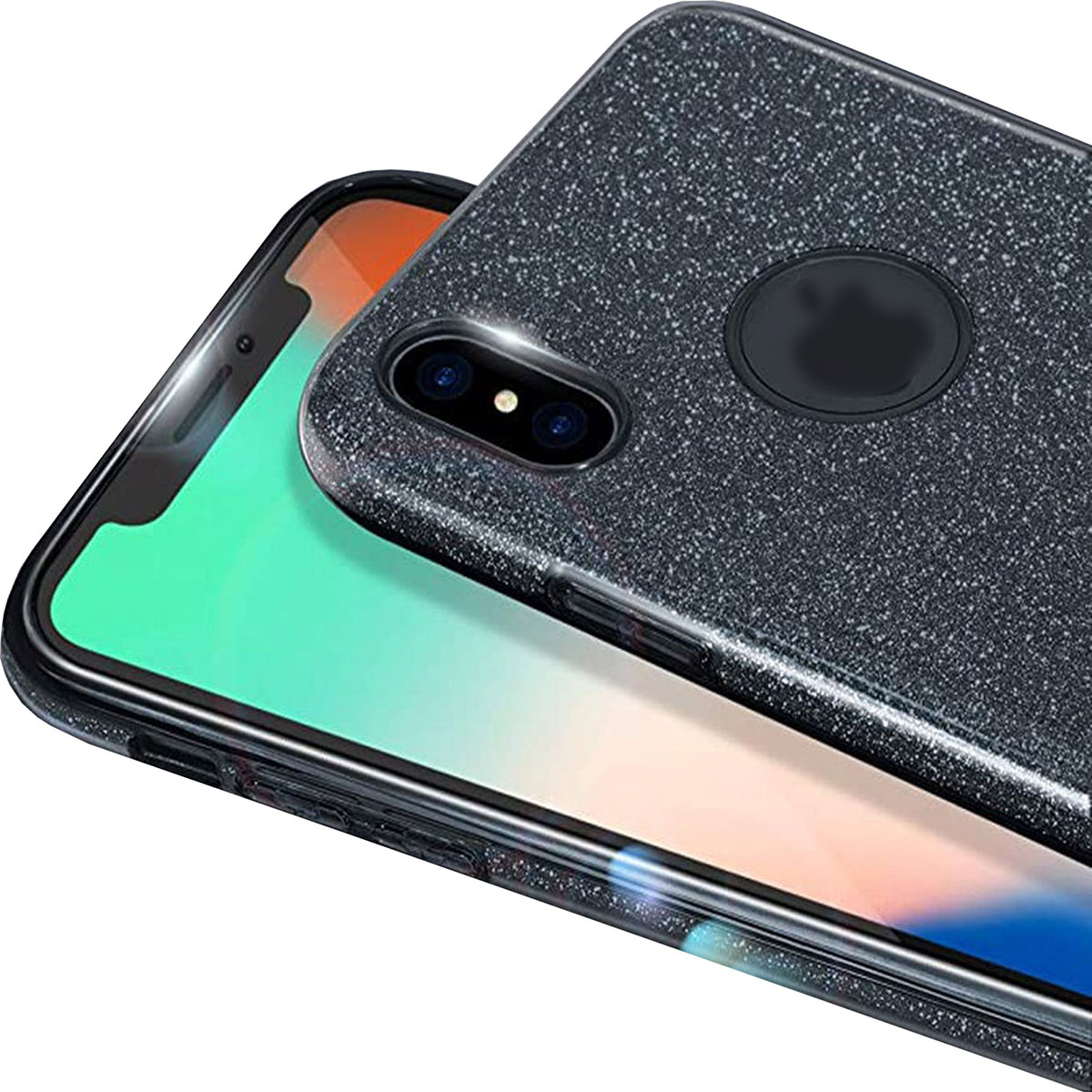Чехол накладка Shine для APPLE iPhone XR, силикон, блестки, цвет черный