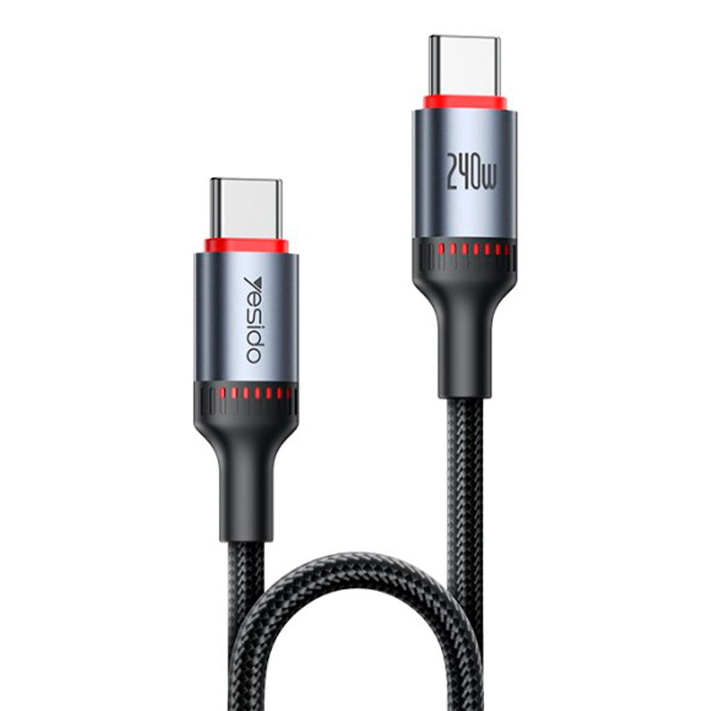 Кабель Yesido CA185 USB Type C на USB Type C, 240W, длина 1.2 метра, нейлон, цвет черный