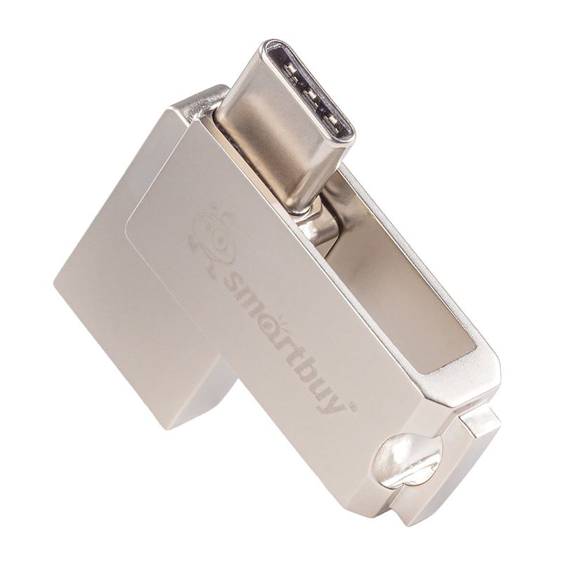 Флешка USB 2.0 8GB SMARTBUY MC25, с двумя выходами Type-C и USB-A, металл, цвет серебристый