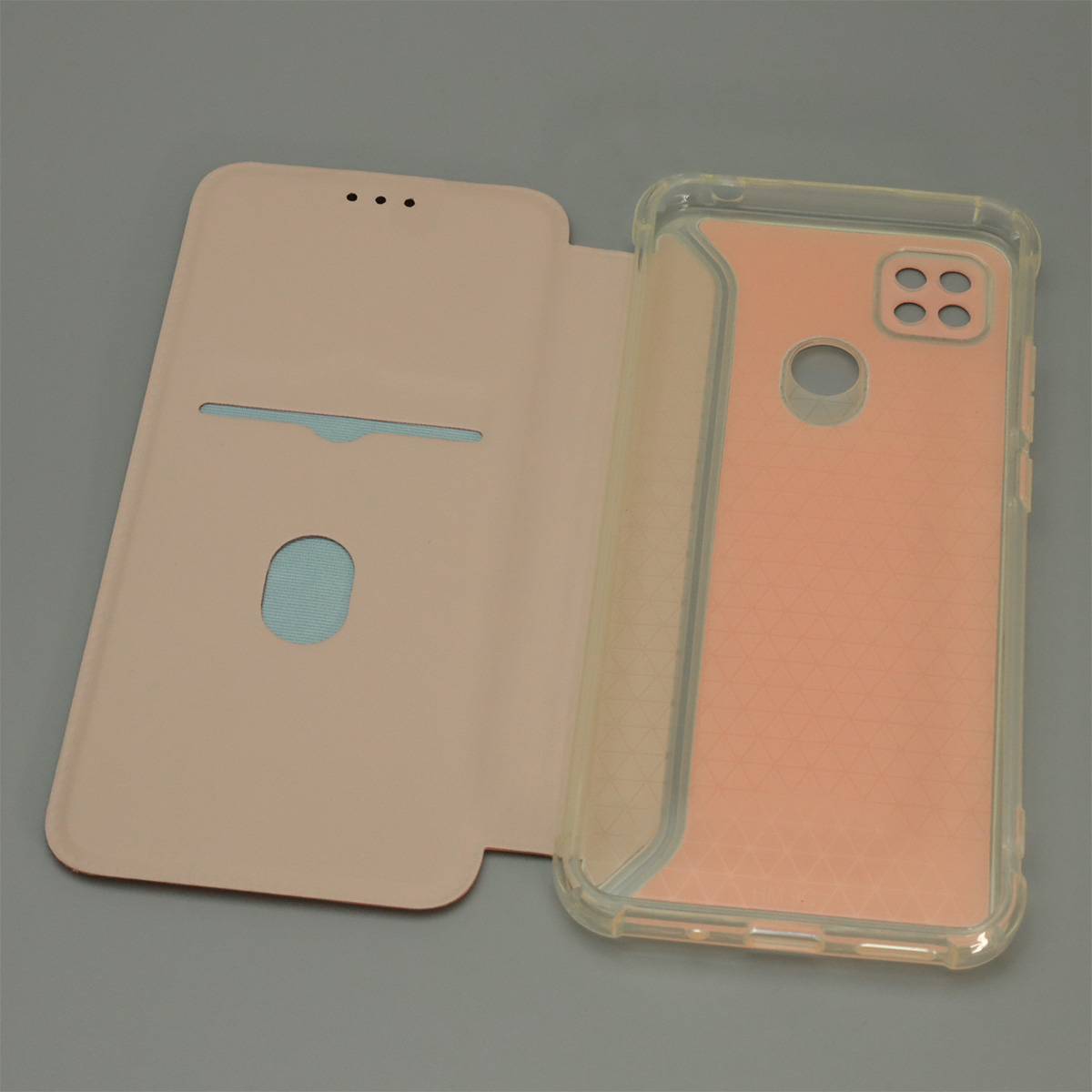 Чехол книжка для XIAOMI Redmi 9C, Redmi 10A, экокожа, визитница, цвет розовый песок