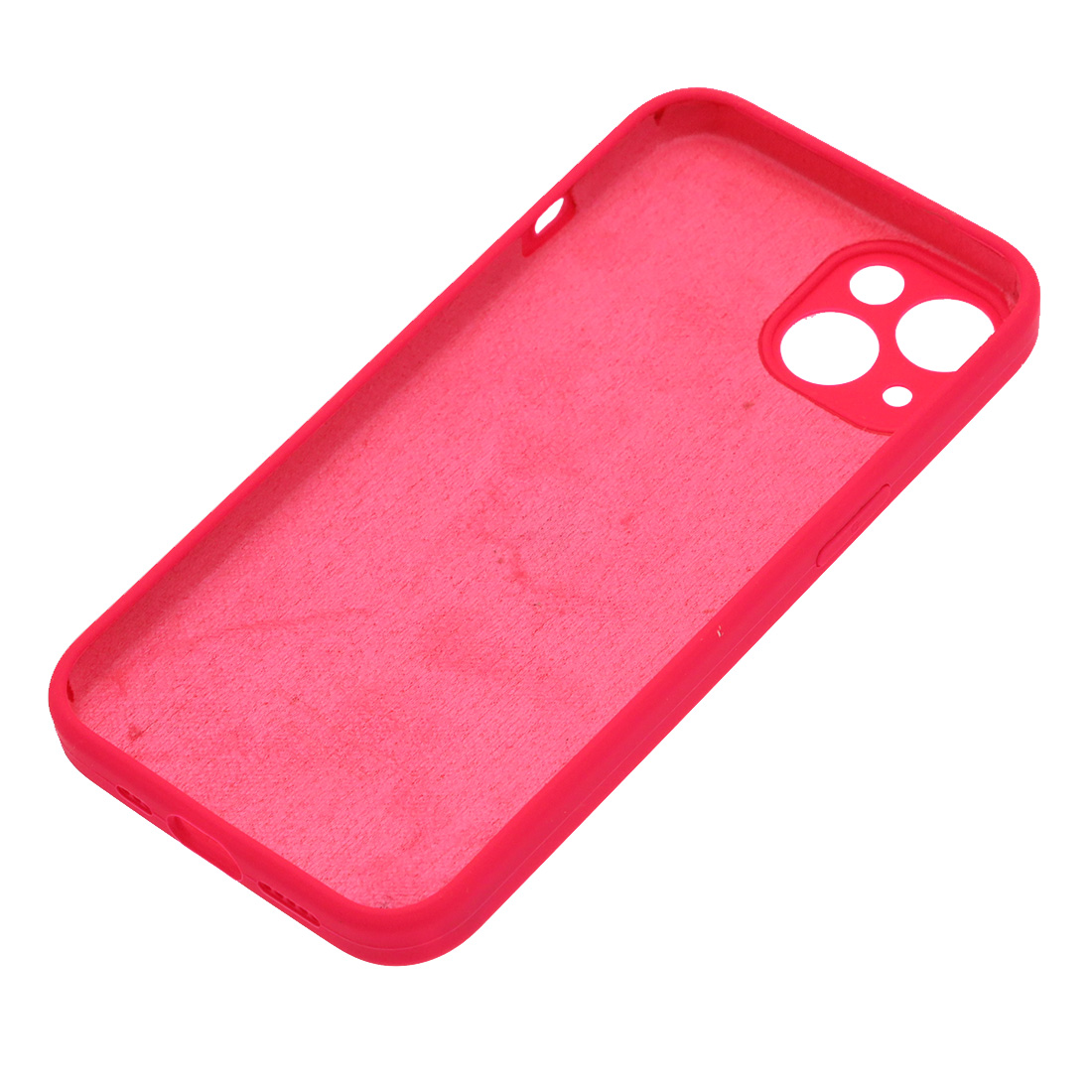 Чехол накладка Silicone Case для APPLE iPhone 13, L-ogo, защита камеры, силикон, бархат, цвет фуксия