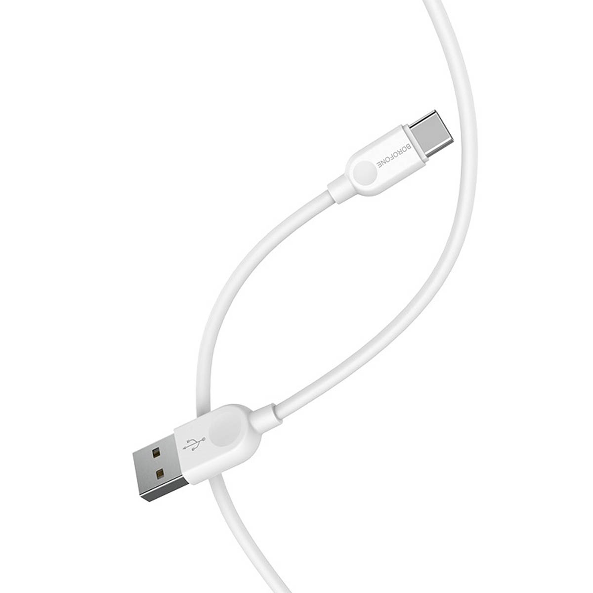 Кабель BOROFONE BX14 LinkJet USB Type C, длина 3 метра, силиконовая круглая оболочка, цвет белый