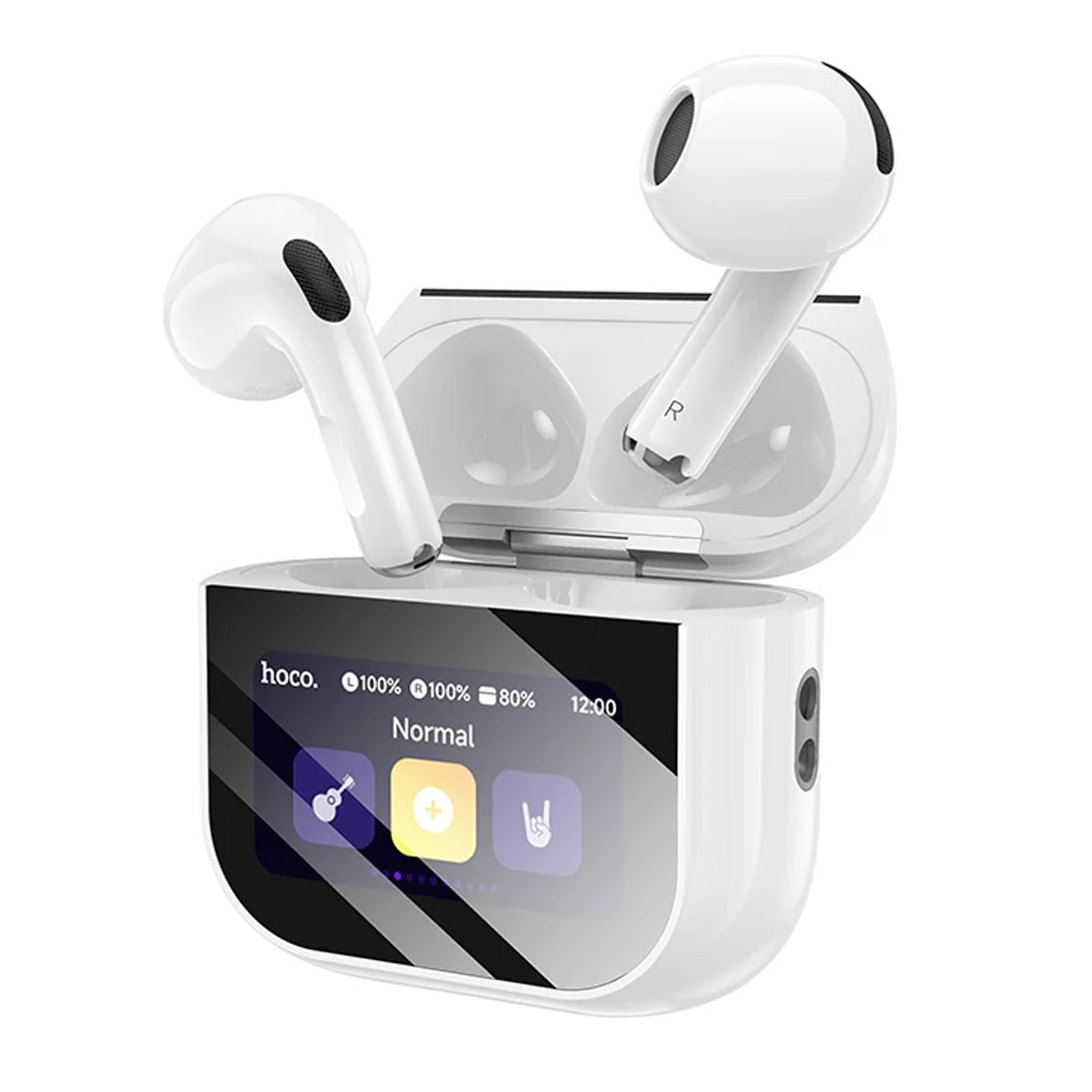 Гарнитура (наушники с микрофоном) беспроводная, HOCO EW82, сенсорный дисплей, цвет белый