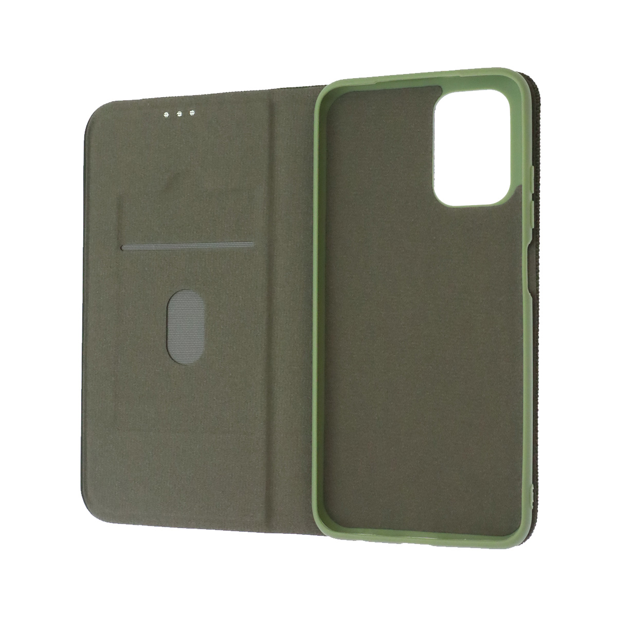 Чехол книжка MESH для XIAOMI Redmi Note 10, Redmi Note 10S, POCO M5s, текстиль, силикон, бархат, визитница, цвет зеленый
