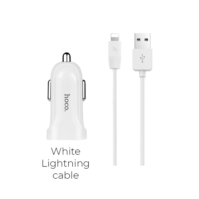 HOCO Z2A АЗУ (Автомобильное зарядное устройство) + кабель APPLE Lightning 8-pin, цвет белый. HOCO Z2A АЗУ (Автомобильное зарядное устройство) + кабель APPLE Lightning 8-pin, цвет белый.