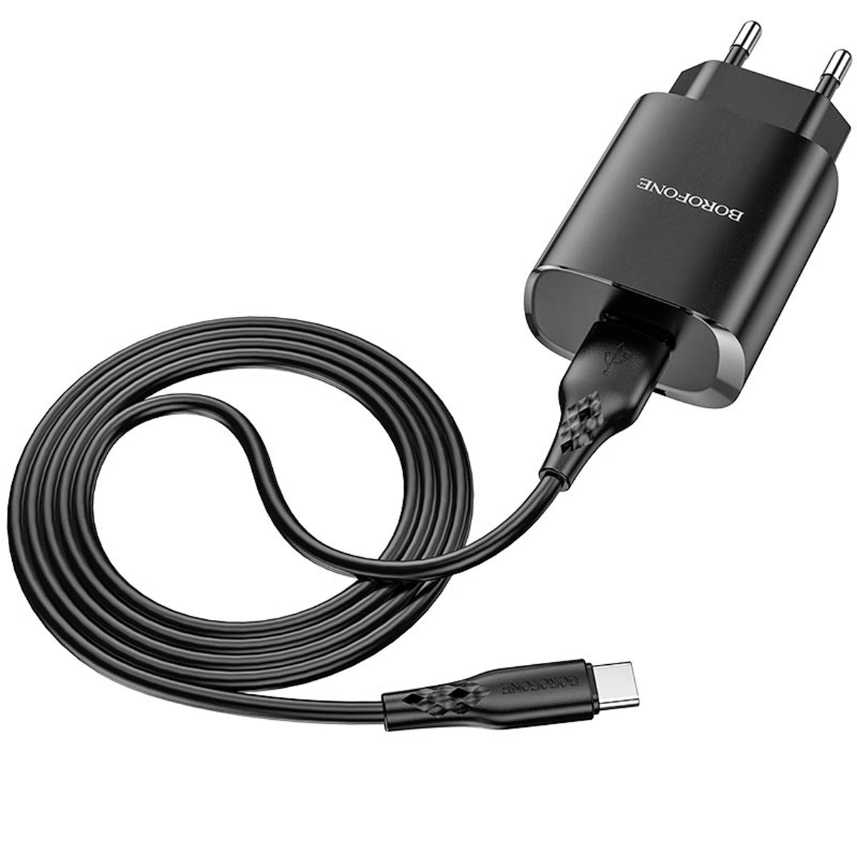 СЗУ (Сетевое зарядное устройство) BOROFONE BN1 Innovative, с кабелем Type-C aka USB-C, 2.1А, длина 1 метр, цвет черный