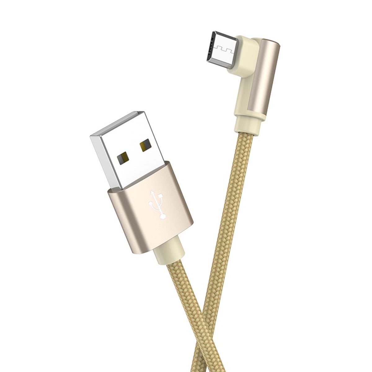Кабель угловой BOROFONE BX26 Express Micro USB, 2.4А, длина 1 метр, тканевая оплетка, цвет золотистый