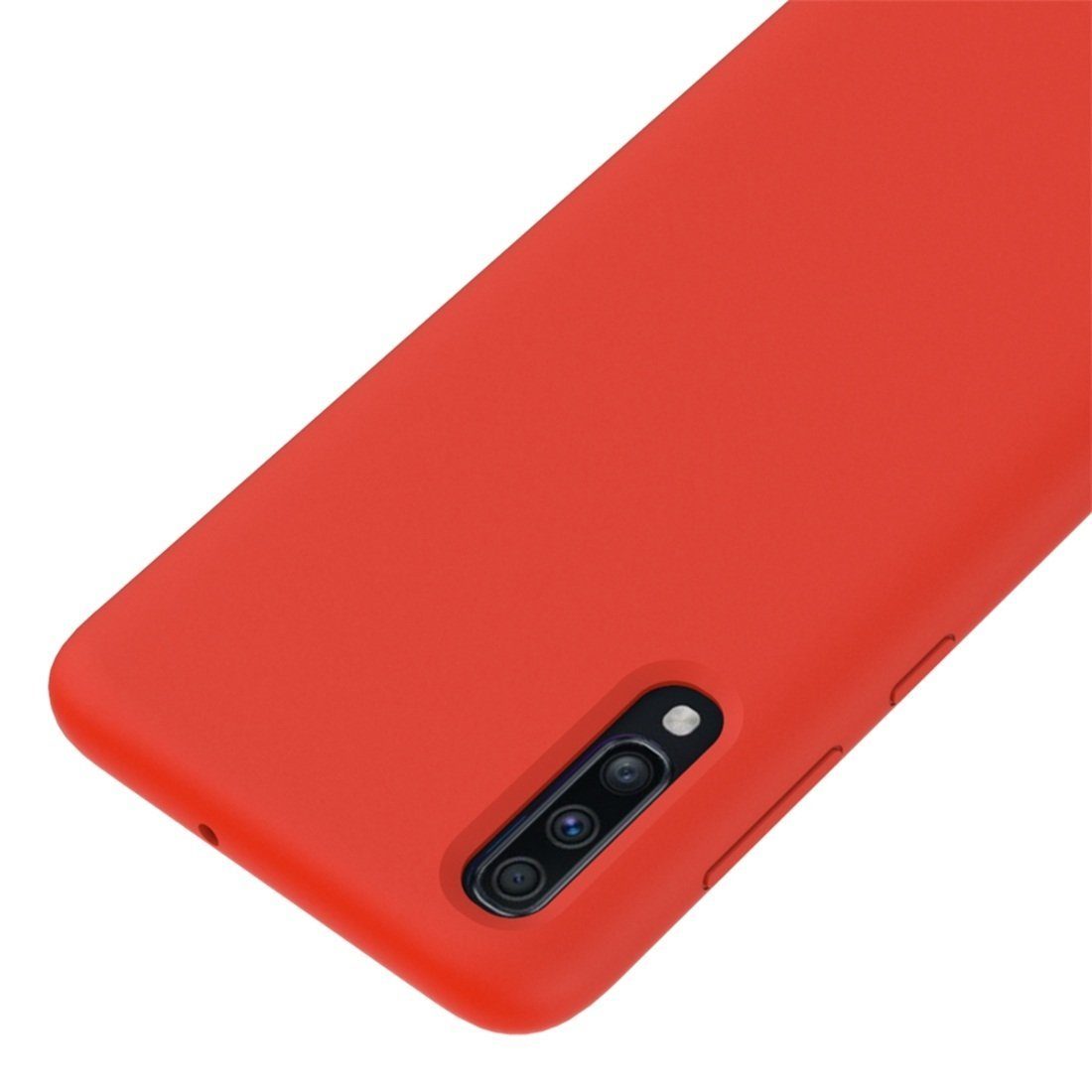 Чехол накладка Silicon Cover для SAMSUNG Galaxy A50 (SM-A505), A30s (SM-A307), A50s (SM-A507), силикон, бархат, цвет карминный красный.