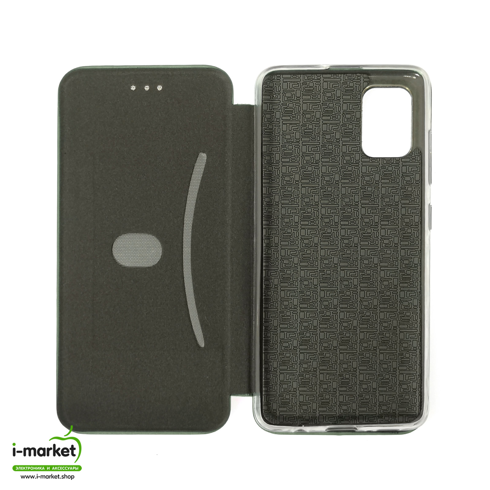 Чехол книжка STYLISH для SAMSUNG Galaxy A51 (SM-A515), экокожа, цвет темно зеленый