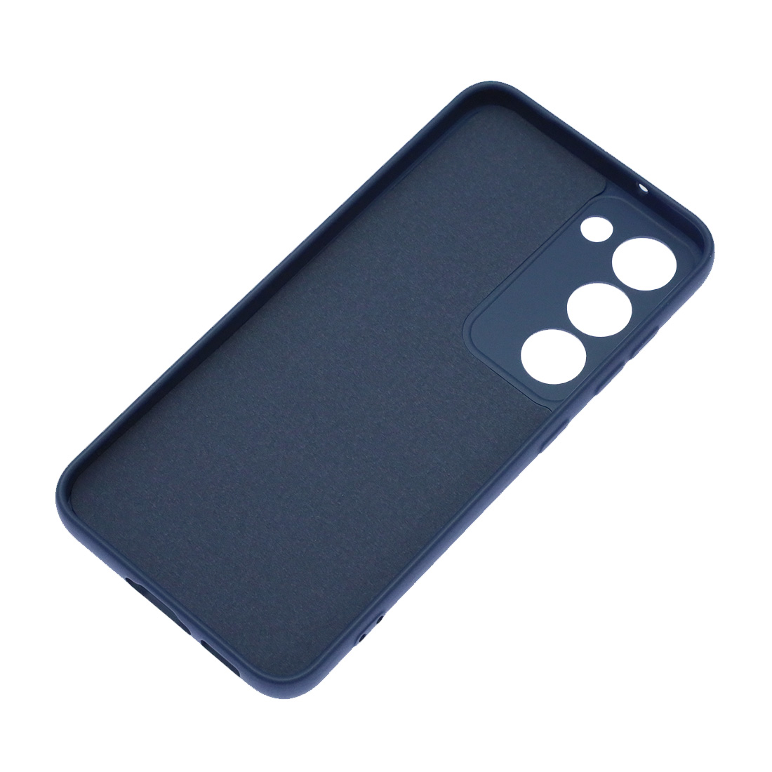 Чехол накладка Silicon Cover для SAMSUNG Galaxy S23, защита камеры, силикон, бархат, цвет темно синий